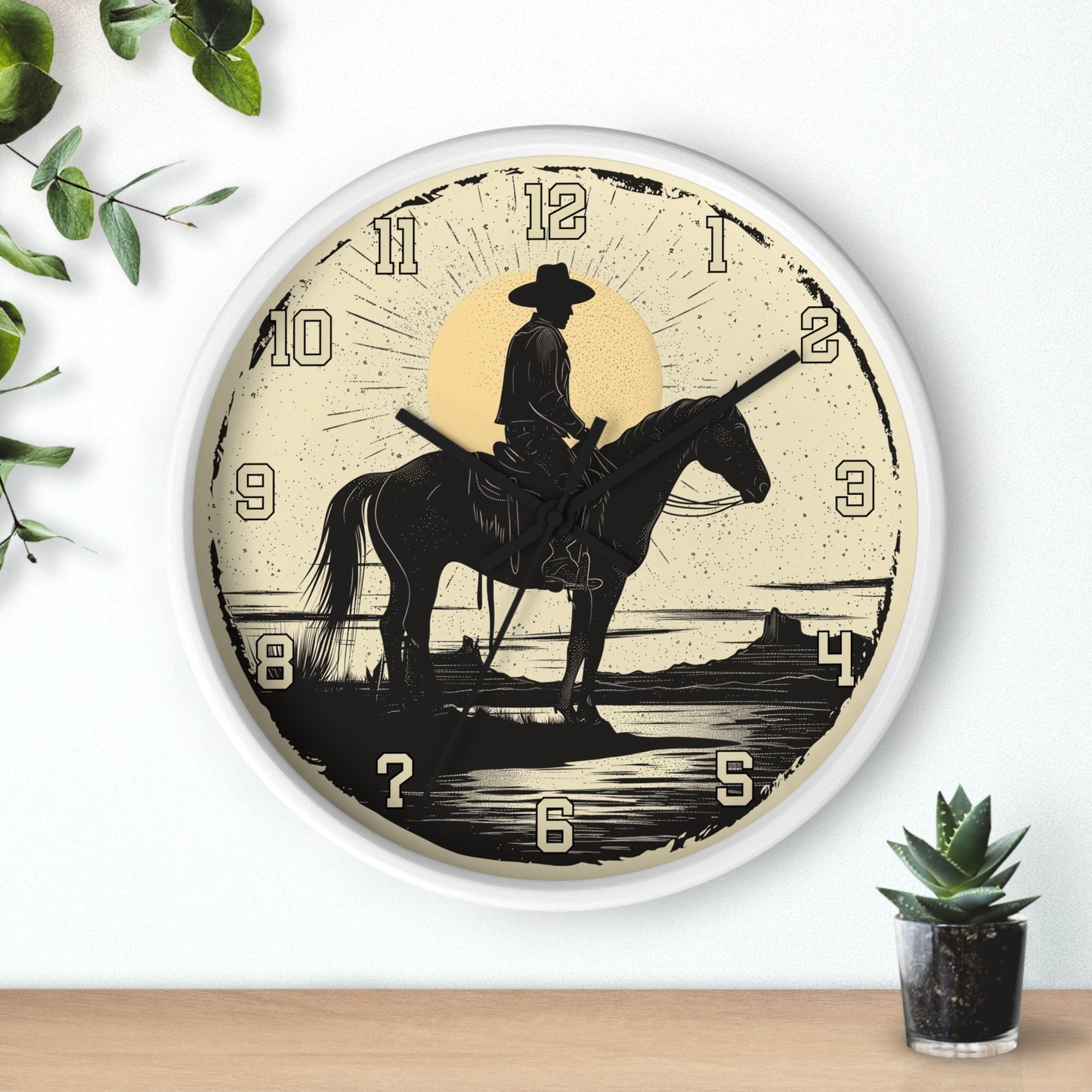 Rustic Western Cowboy Wall Clock: Decorative Timepiece for Ranch, Home, Office - Thoughtful Gift