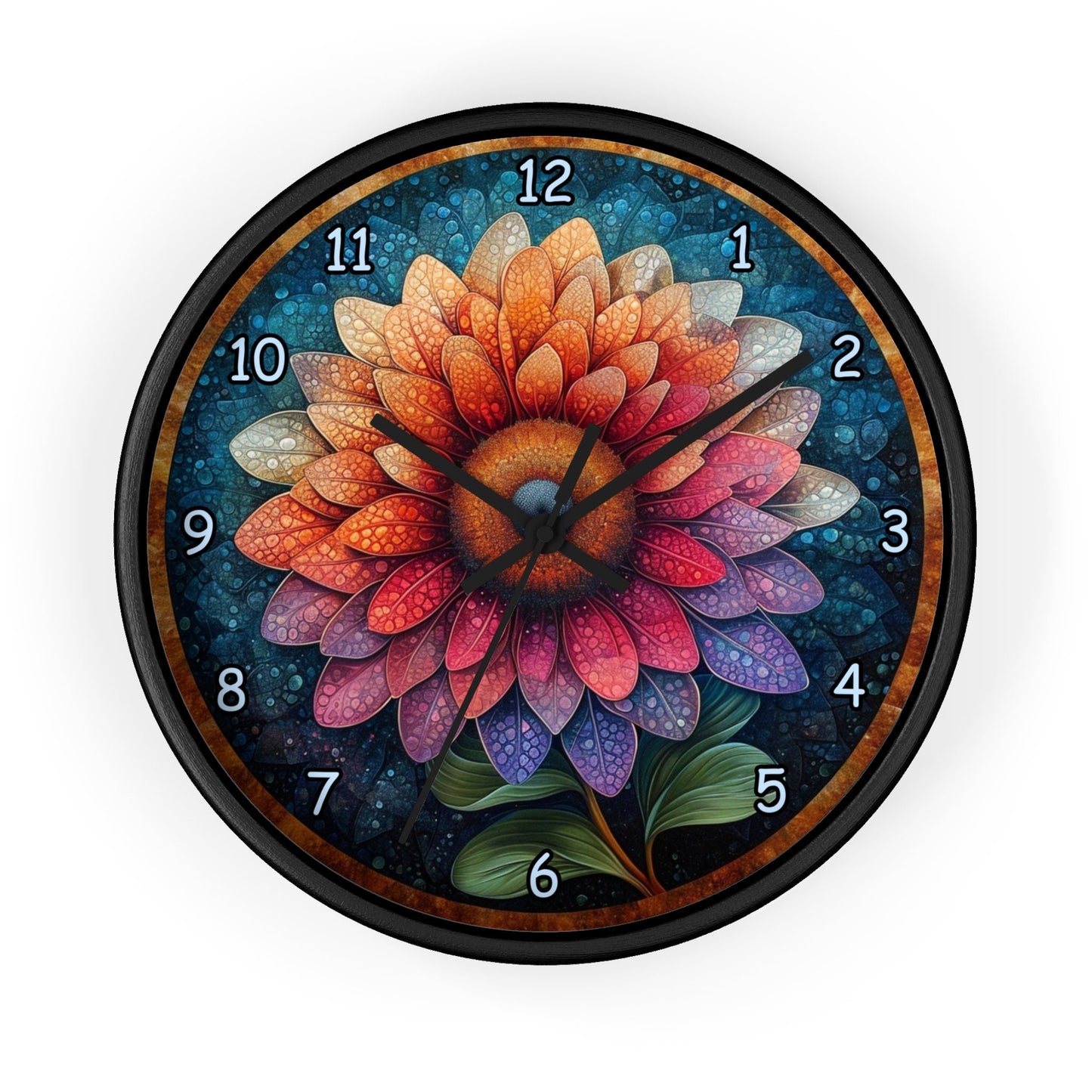 Wooden Mandala Flower Wall Clock with Numbers - Unique and Pretty Gift Idea