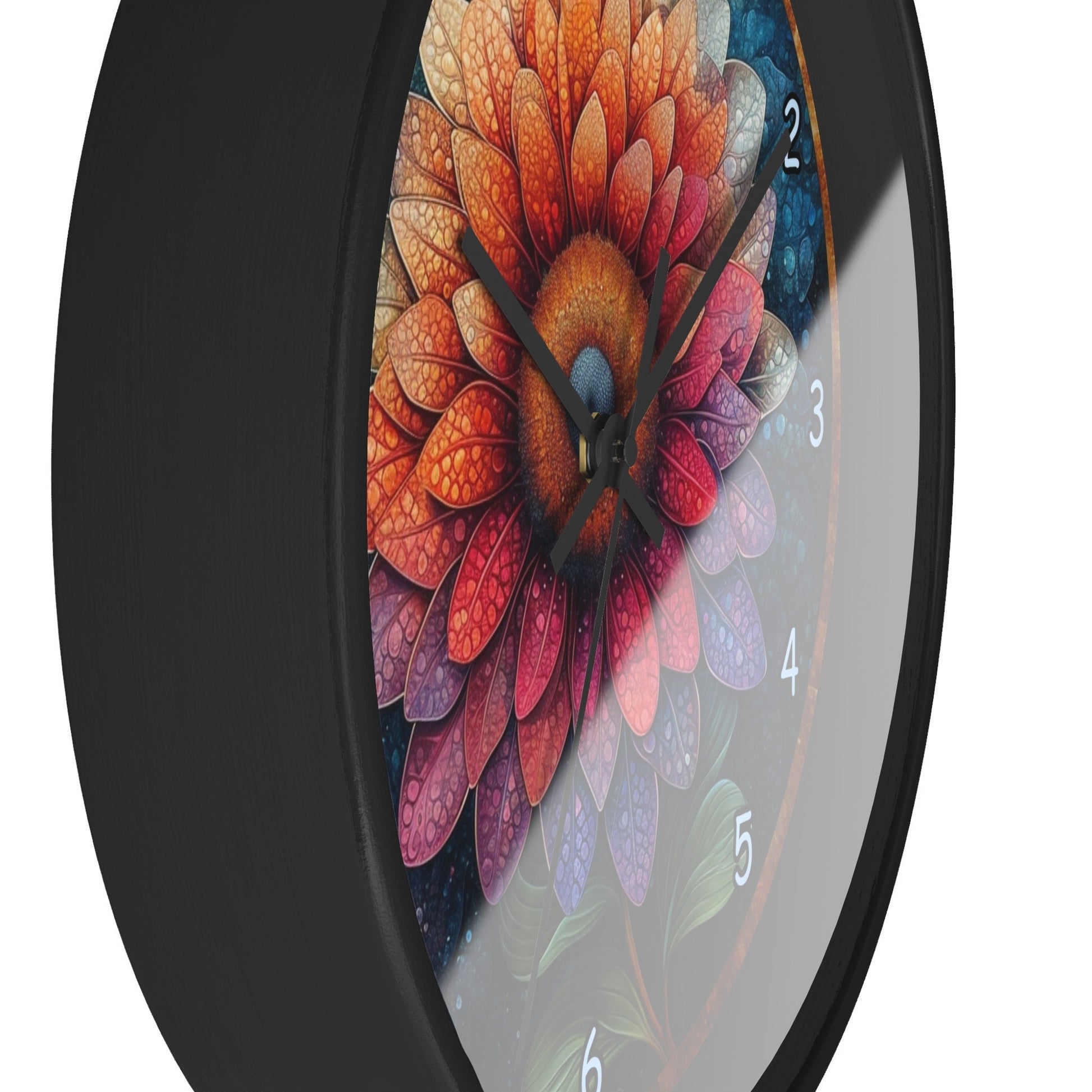 Wooden Mandala Flower Wall Clock with Numbers - Unique and Pretty Gift Idea