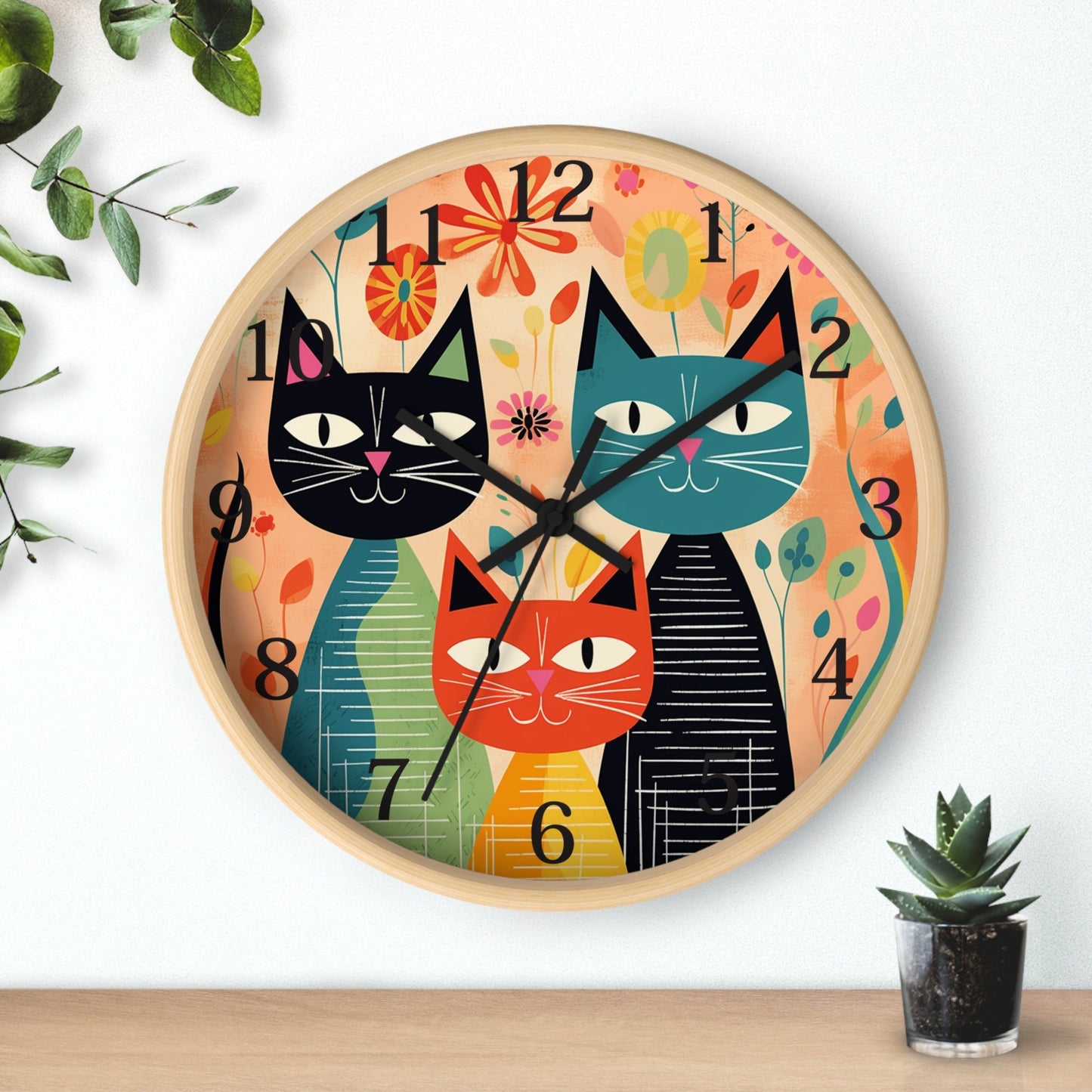 Vintage Mid-Century Cat Wall Clock for Unique Home Decor Gift