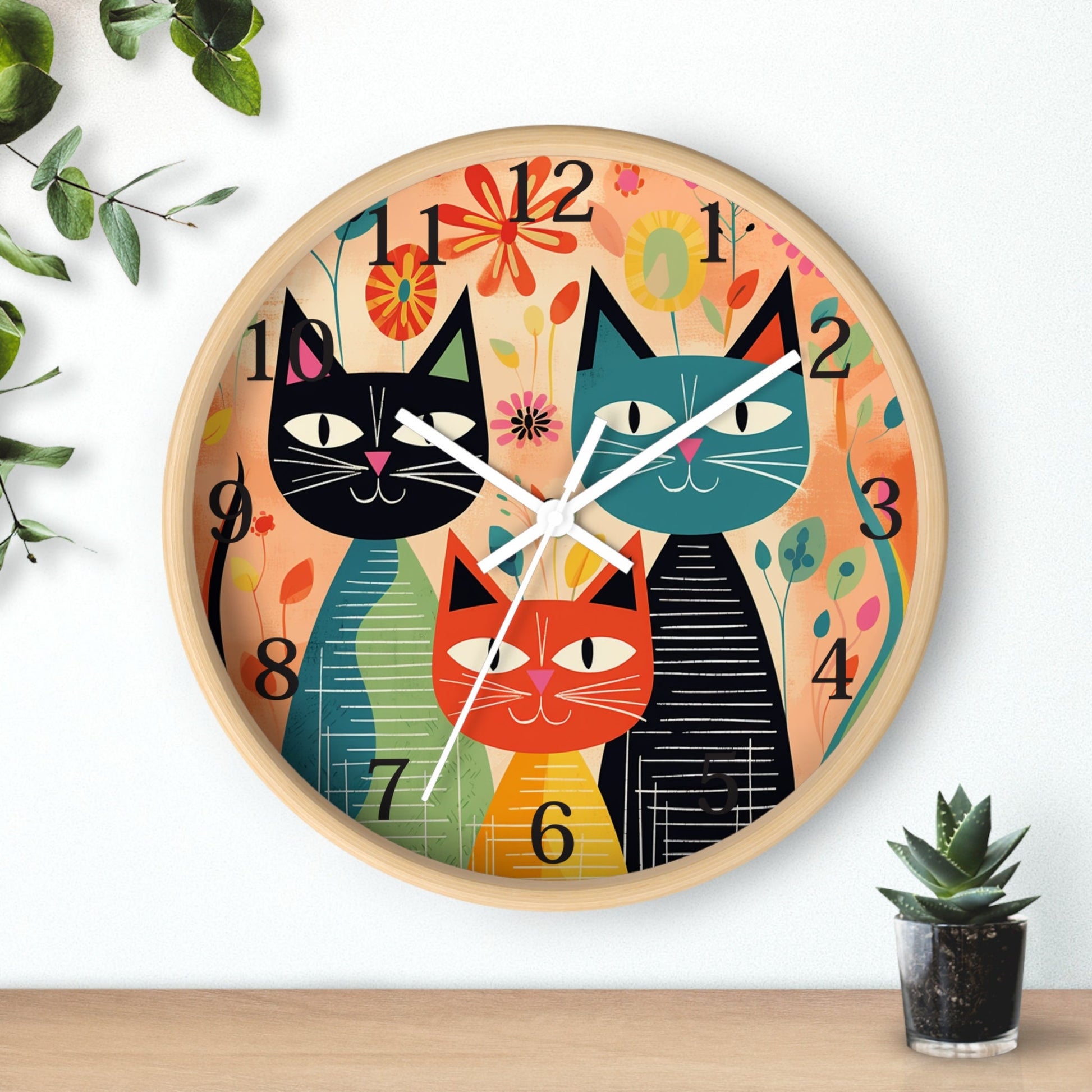 Vintage Mid-Century Cat Wall Clock for Unique Home Decor Gift