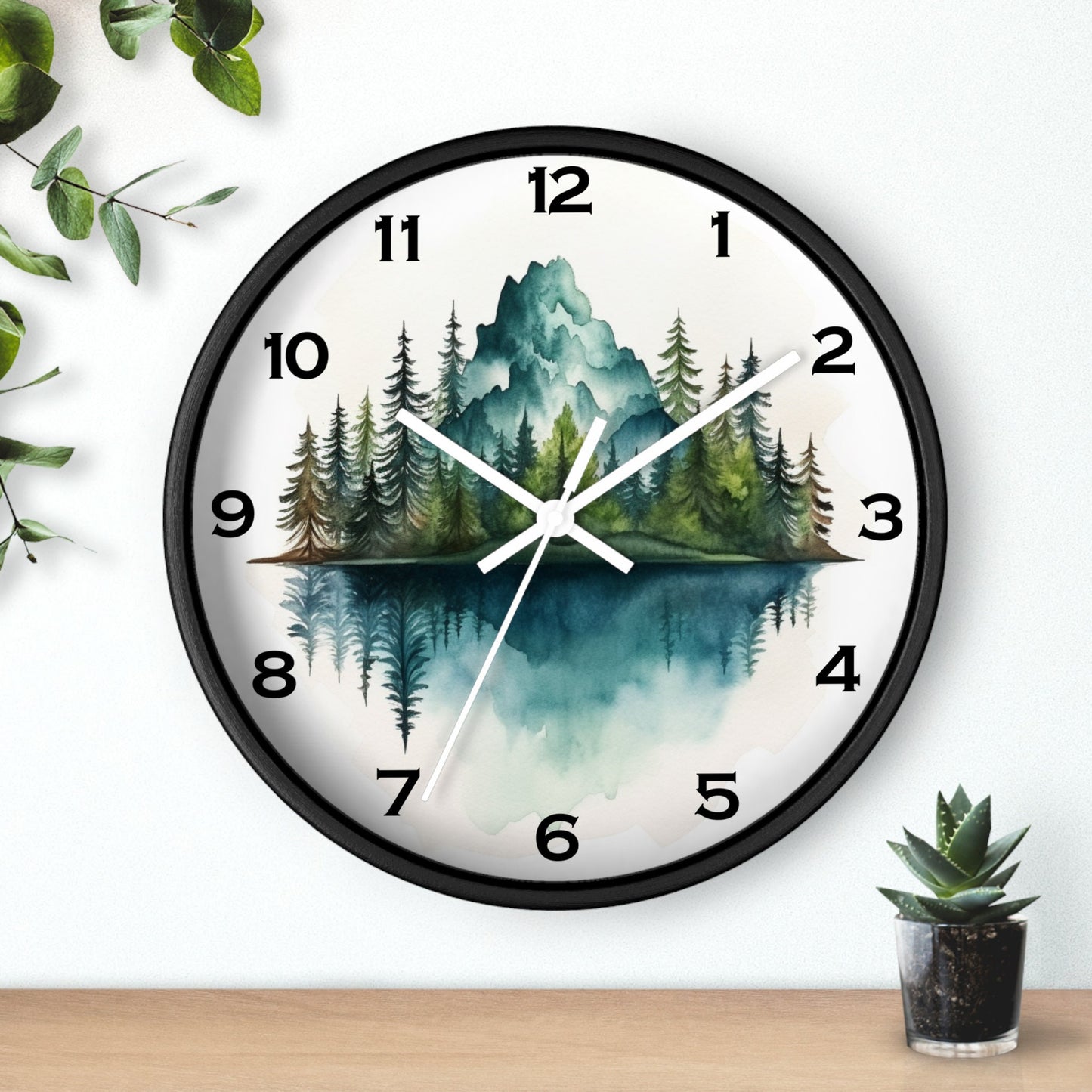 Rustic Pine Tree Mountain Wall Clock: Nature-Inspired Home Decor Gift for Outdoor Enthusiasts