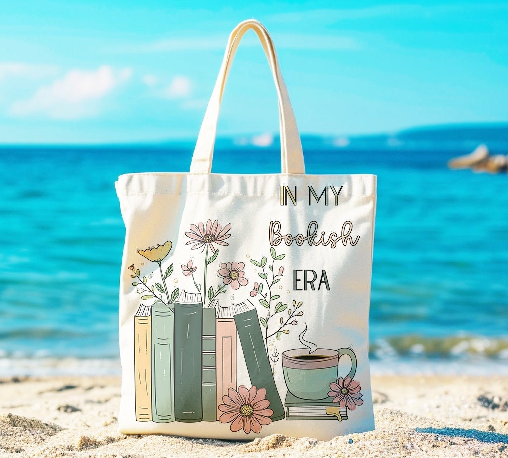 Bookish Tote Bag, Book Tote Bag, School Tote Bag, Gift Giving Idea, Useful Gift Idea, Weekend Tote Bag