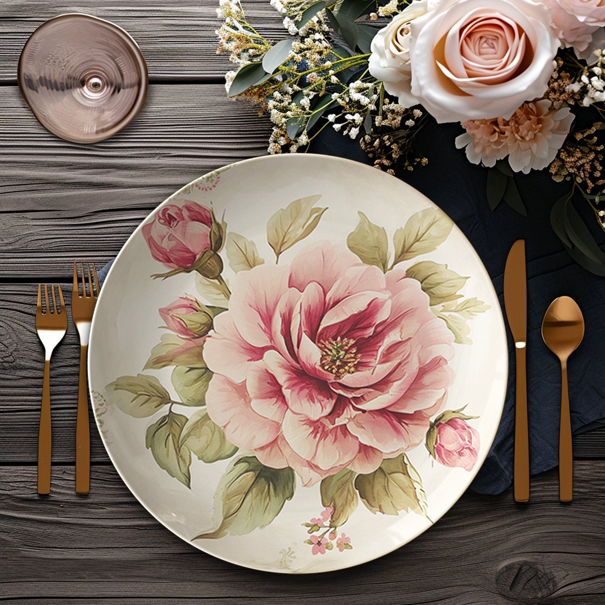 Charming Rose Dinnerware, Durable Unbreakable Plates, Thoughtful Gift Idea for Any Occasion