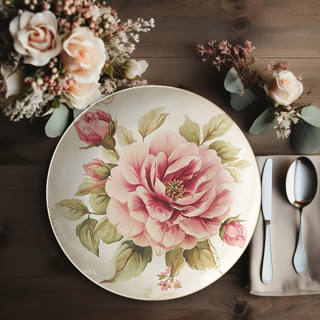 Charming Rose Dinnerware, Durable Unbreakable Plates, Thoughtful Gift Idea for Any Occasion
