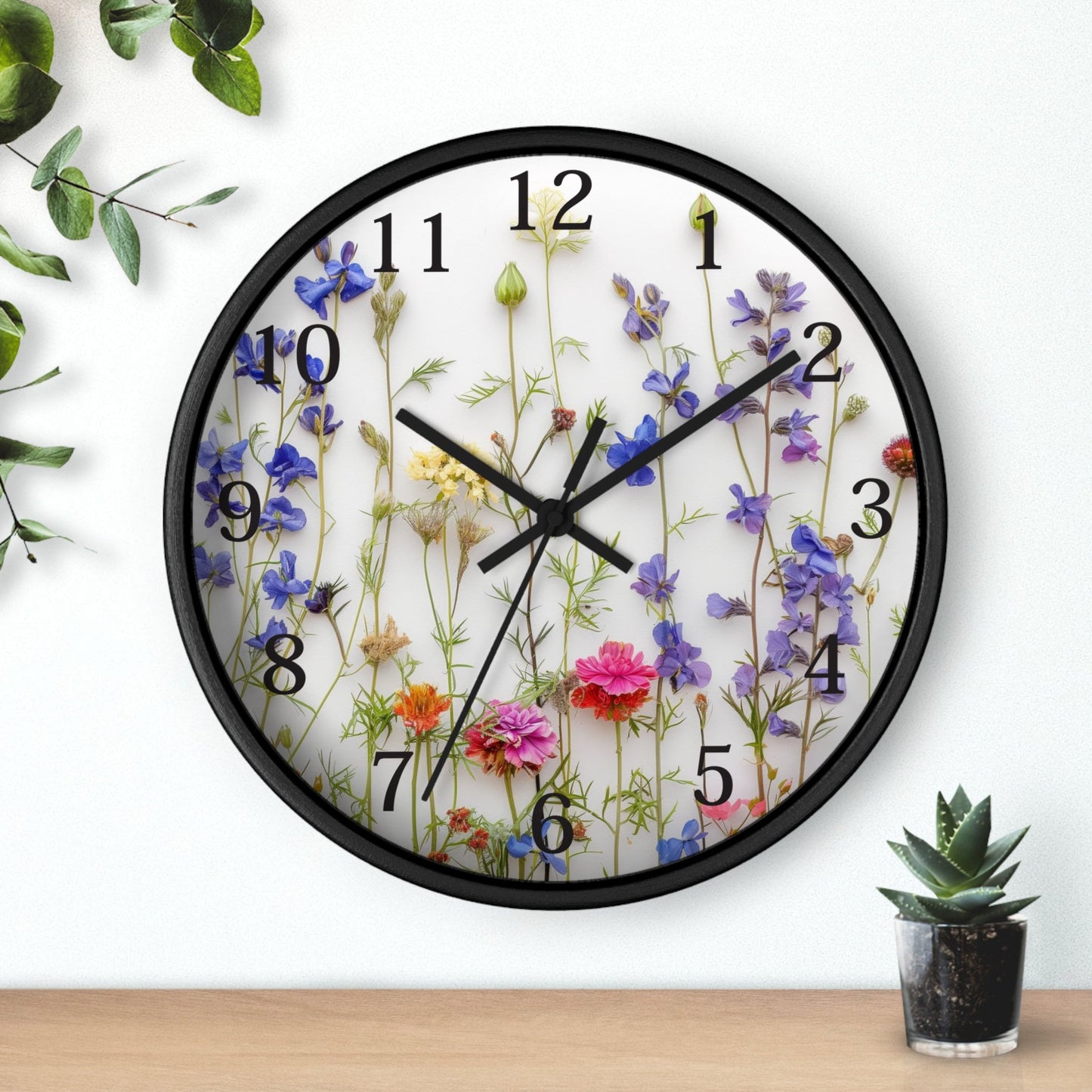 Flower Wall Clock, Dried Flower Clock, Flower Clock, Pretty Flower Clock, Gift Giving Idea, Thoughtful Gift Idea, Cute flower clock, unique wall clock, round wall clock, wooden wall clock, unique flower clock, purple flower clock, clock with numbers