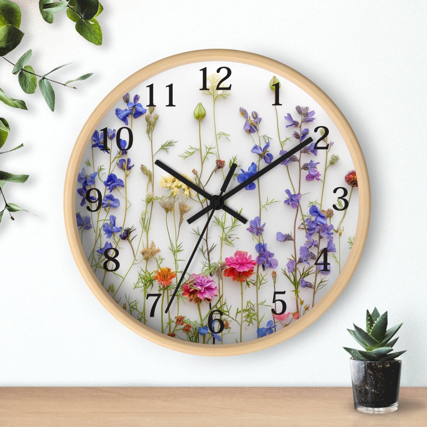 Handmade Floral Wall Clock, Unique Botanical Decor, Beautiful Flower Timepiece