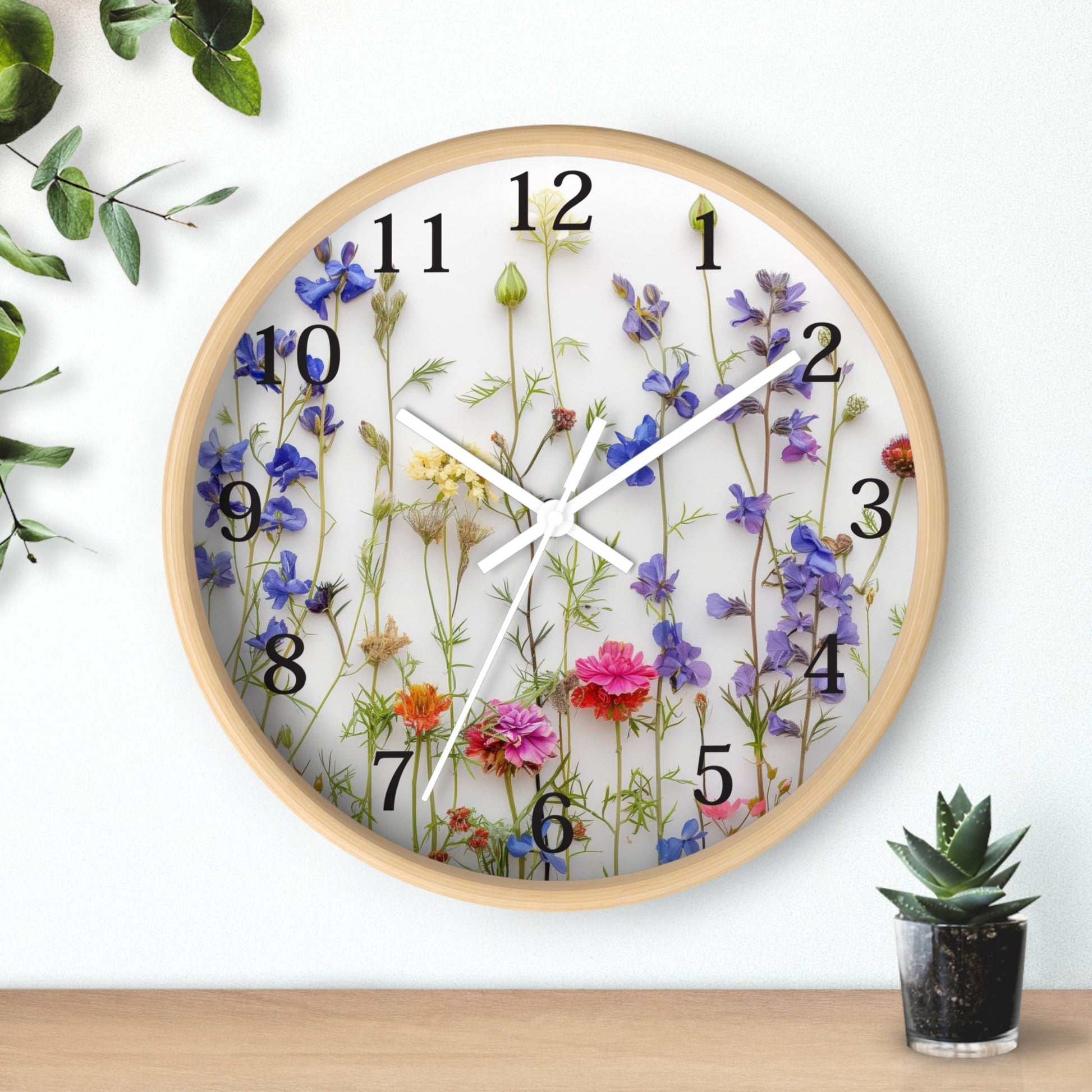 Handmade Floral Wall Clock, Unique Botanical Decor, Beautiful Flower Timepiece