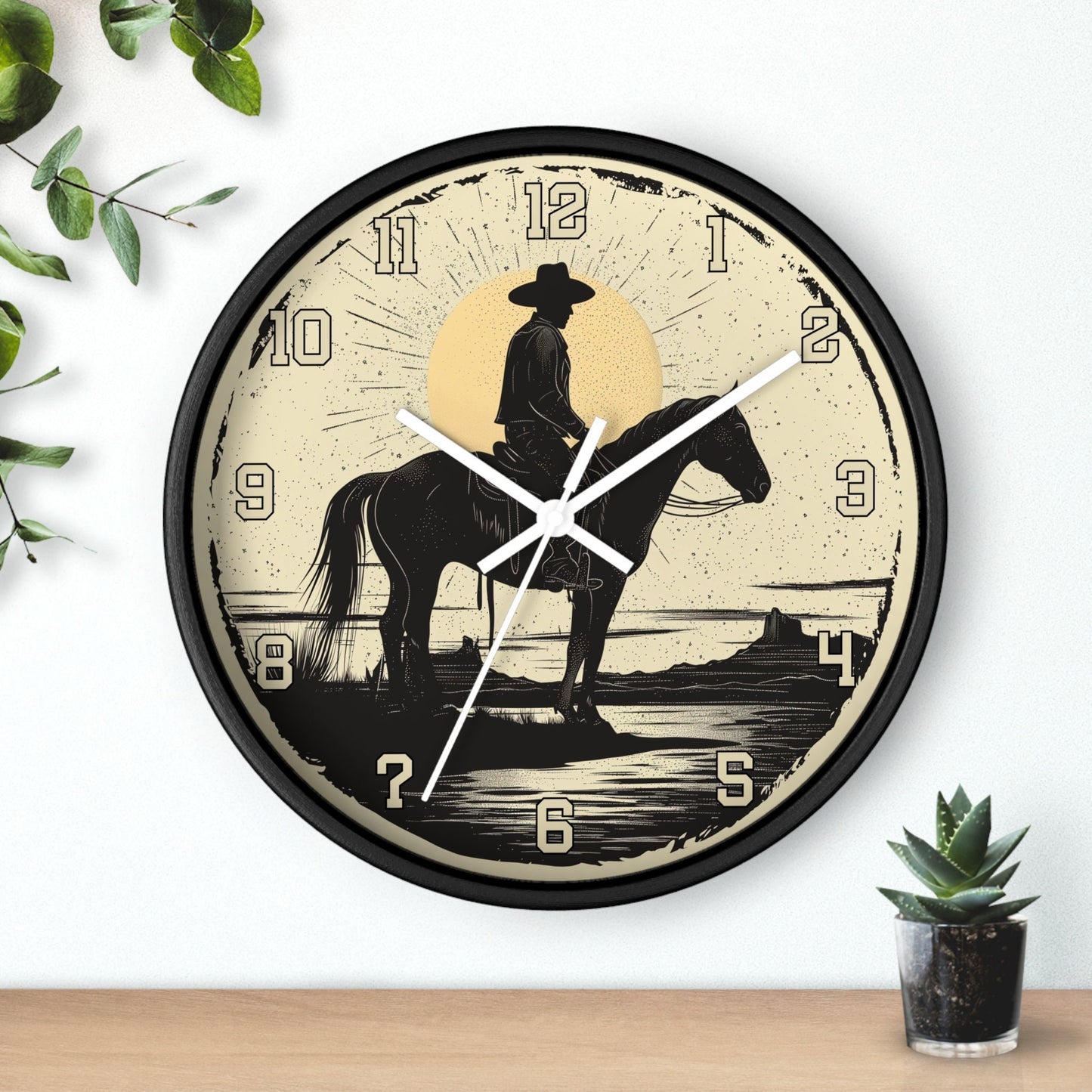 Rustic Western Cowboy Wall Clock: Decorative Timepiece for Ranch, Home, Office - Thoughtful Gift