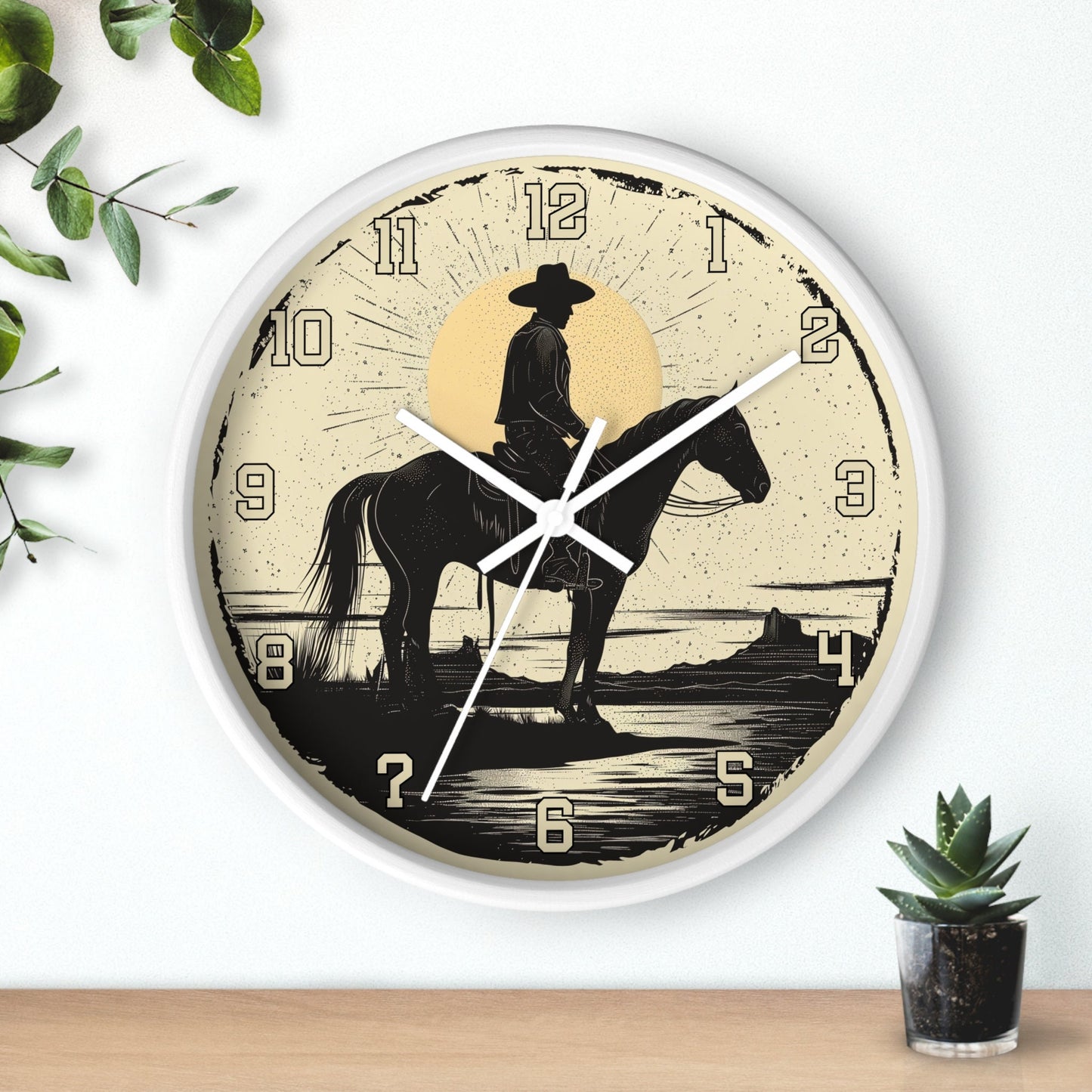 Rustic Western Cowboy Wall Clock: Decorative Timepiece for Ranch, Home, Office - Thoughtful Gift
