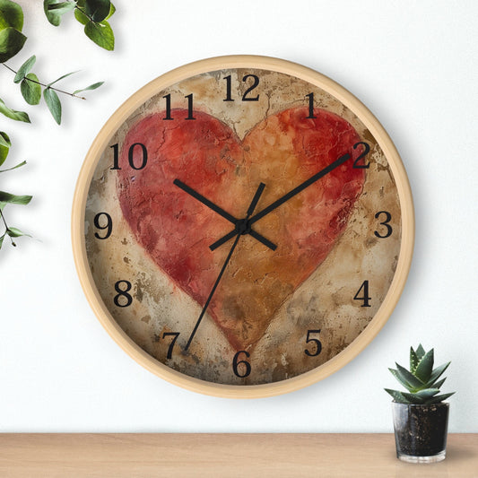 Rustic Heart Wall Clock: Farmhouse Kitchen Decor