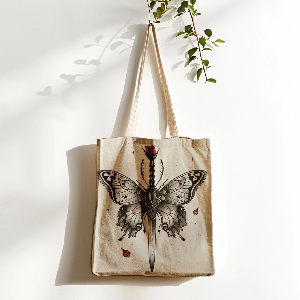 Butterfly Sword Tote Bag - Cool, Cute, Thoughtful, and Practical Gift Idea