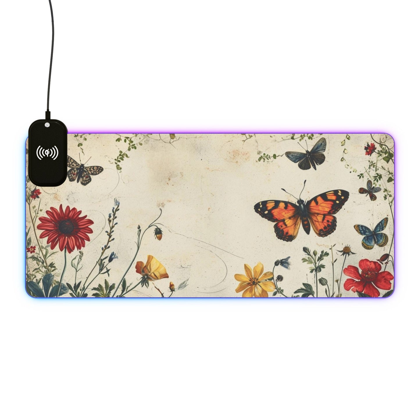Colorful Butterfly LED Mouse with Wireless Charging for Gaming and Desk Use