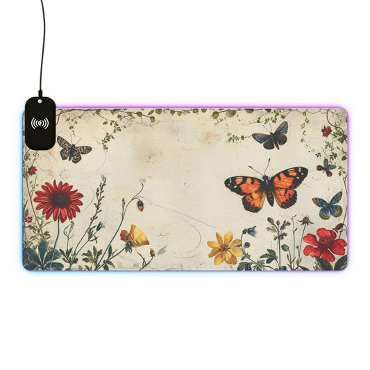 Colorful Butterfly LED Mouse with Wireless Charging for Gaming and Desk Use