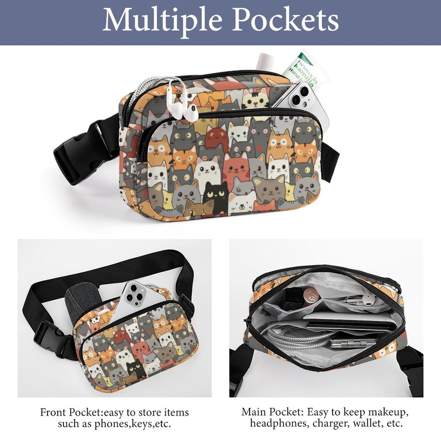 Unique Cat Bum Bag Kitty Fanny Pack for Thoughtful Gifts and Daily Use