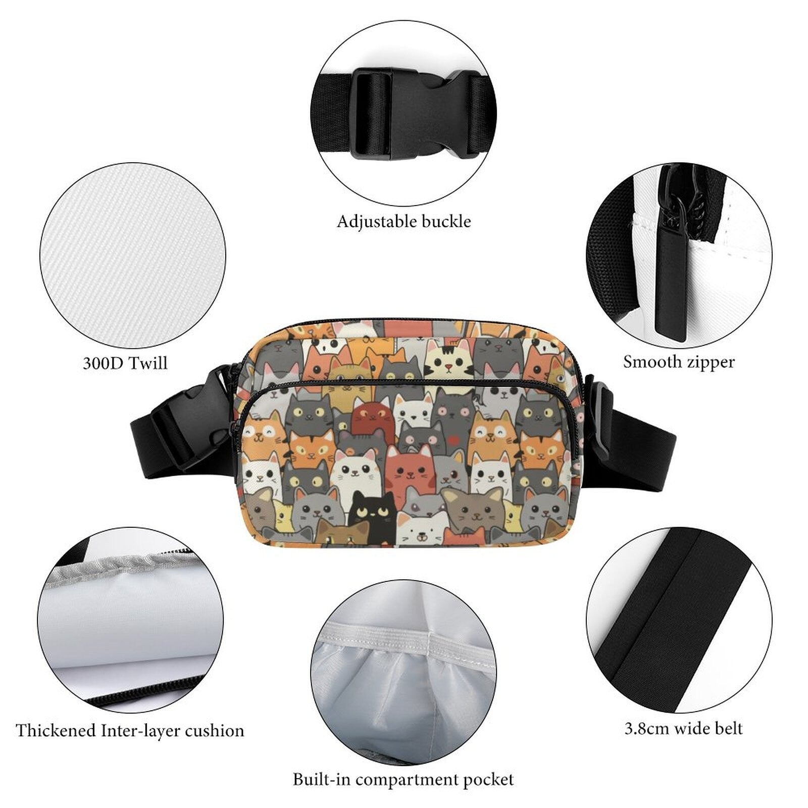 Unique Cat Bum Bag Kitty Fanny Pack for Thoughtful Gifts and Daily Use