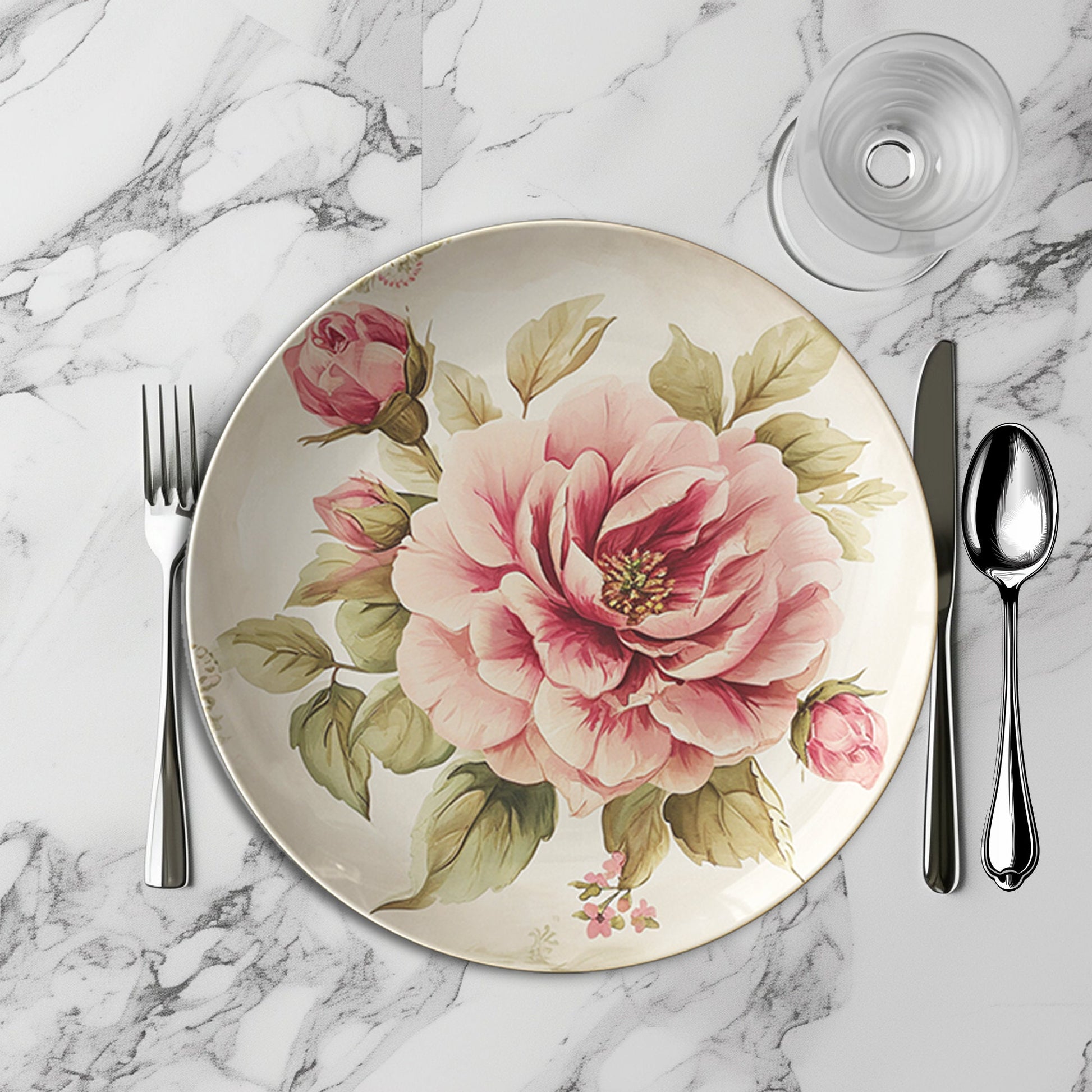 Charming Rose Dinnerware, Durable Unbreakable Plates, Thoughtful Gift Idea for Any Occasion