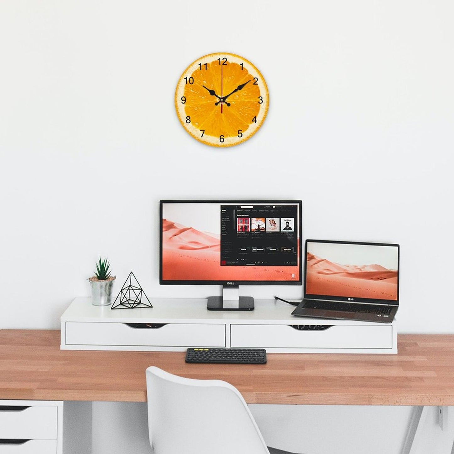 Cute Round Orange Wall Clock - Inspirational Fruit Design for Aesthetic Home Decor and Housewarming Gift