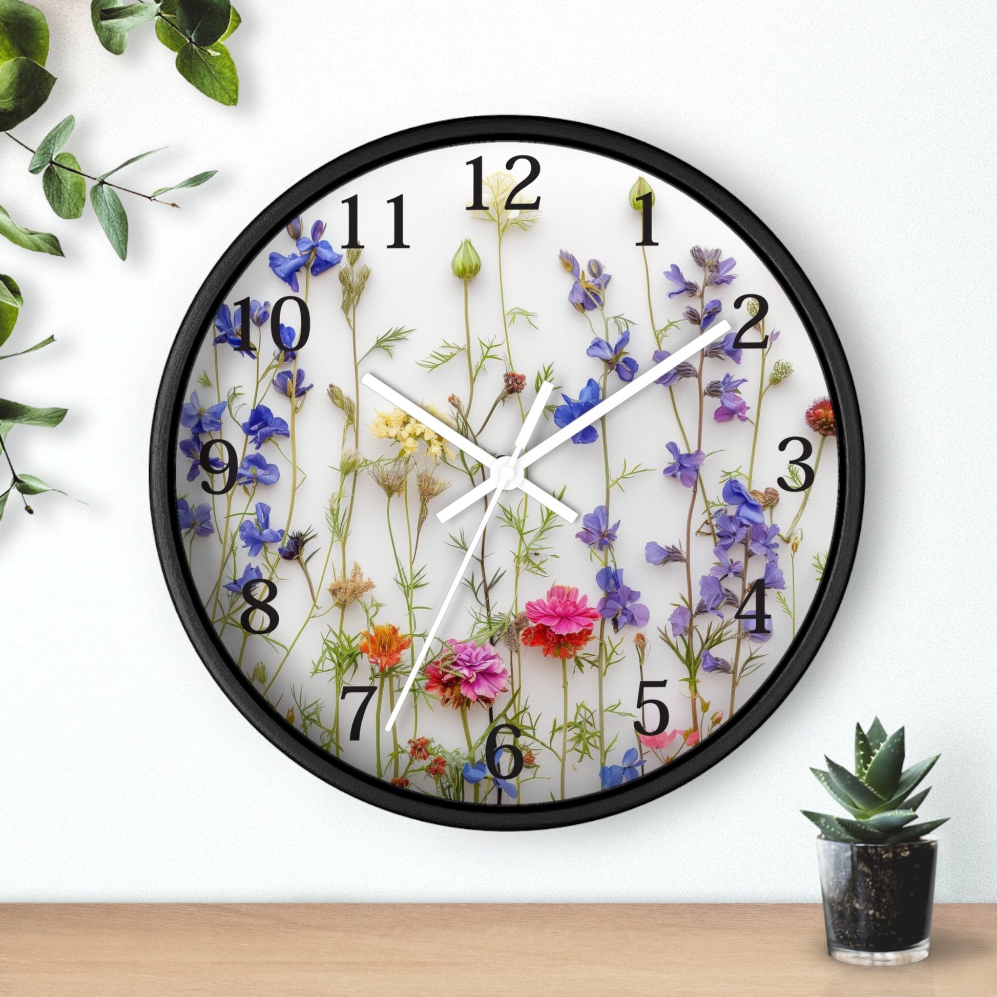 Handmade Floral Wall Clock, Unique Botanical Decor, Beautiful Flower Timepiece