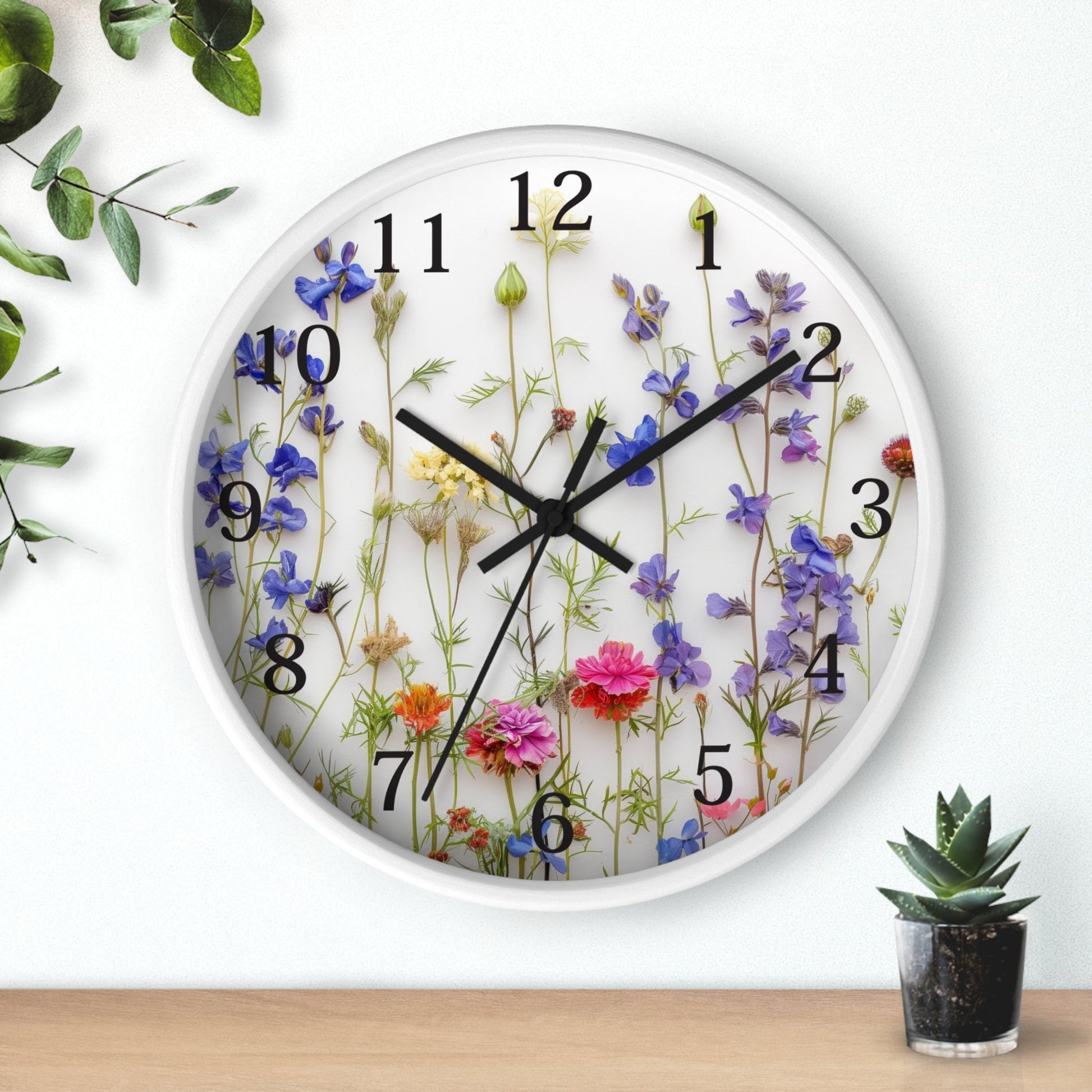 Handmade Floral Wall Clock, Unique Botanical Decor, Beautiful Flower Timepiece