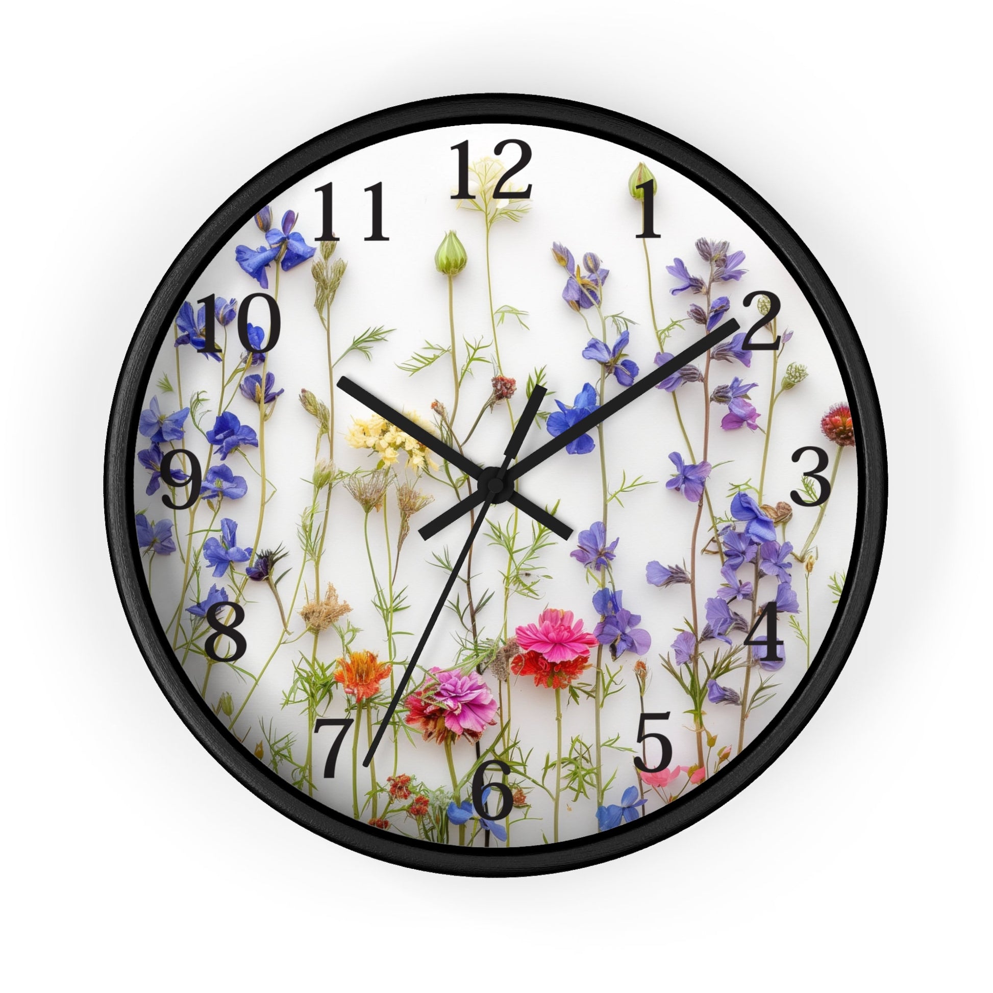 Handmade Floral Wall Clock, Unique Botanical Decor, Beautiful Flower Timepiece