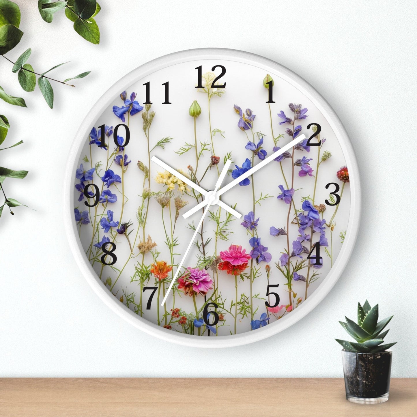 Handmade Floral Wall Clock, Unique Botanical Decor, Beautiful Flower Timepiece