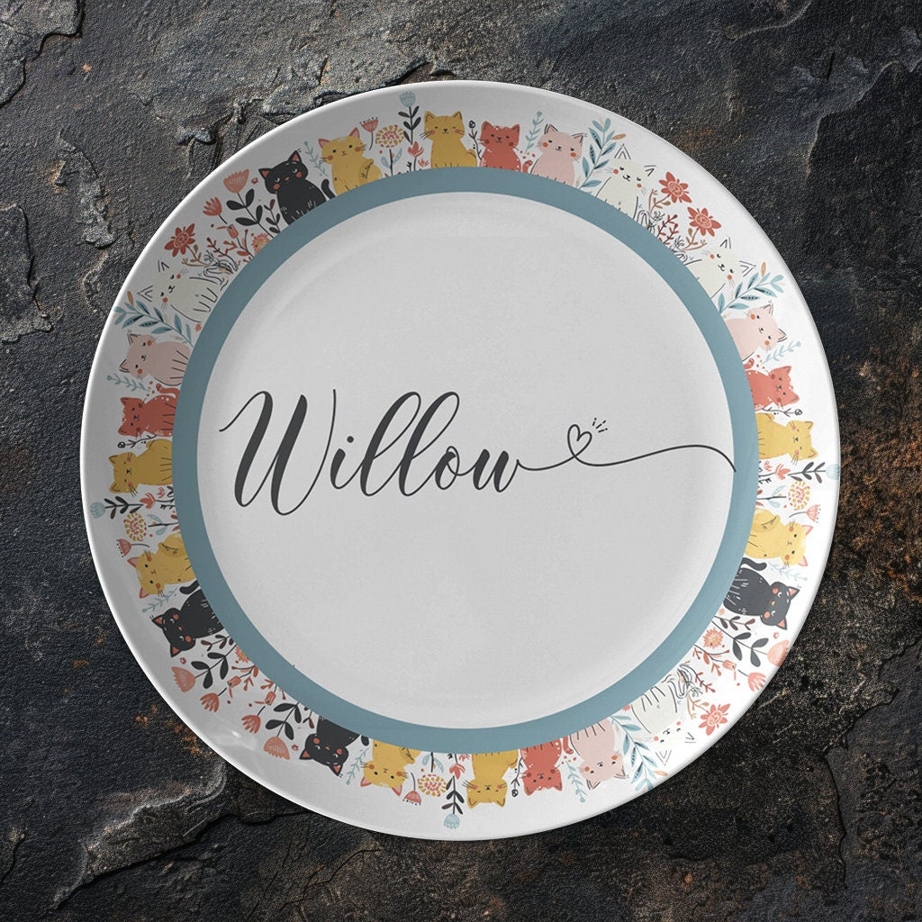 Personalized Cat Food Plate: Custom Kitty Dish, Decorative Pet Bowl