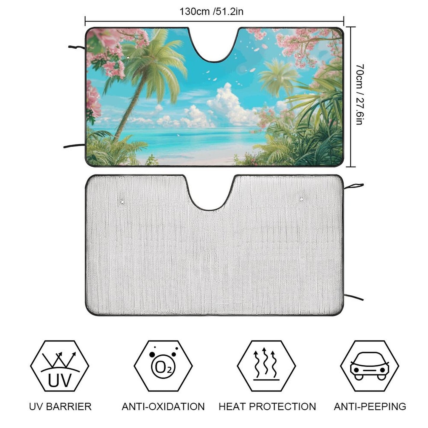 Beach Auto Windshield Sunshade for Vehicle, Unique Cooling Gift Idea