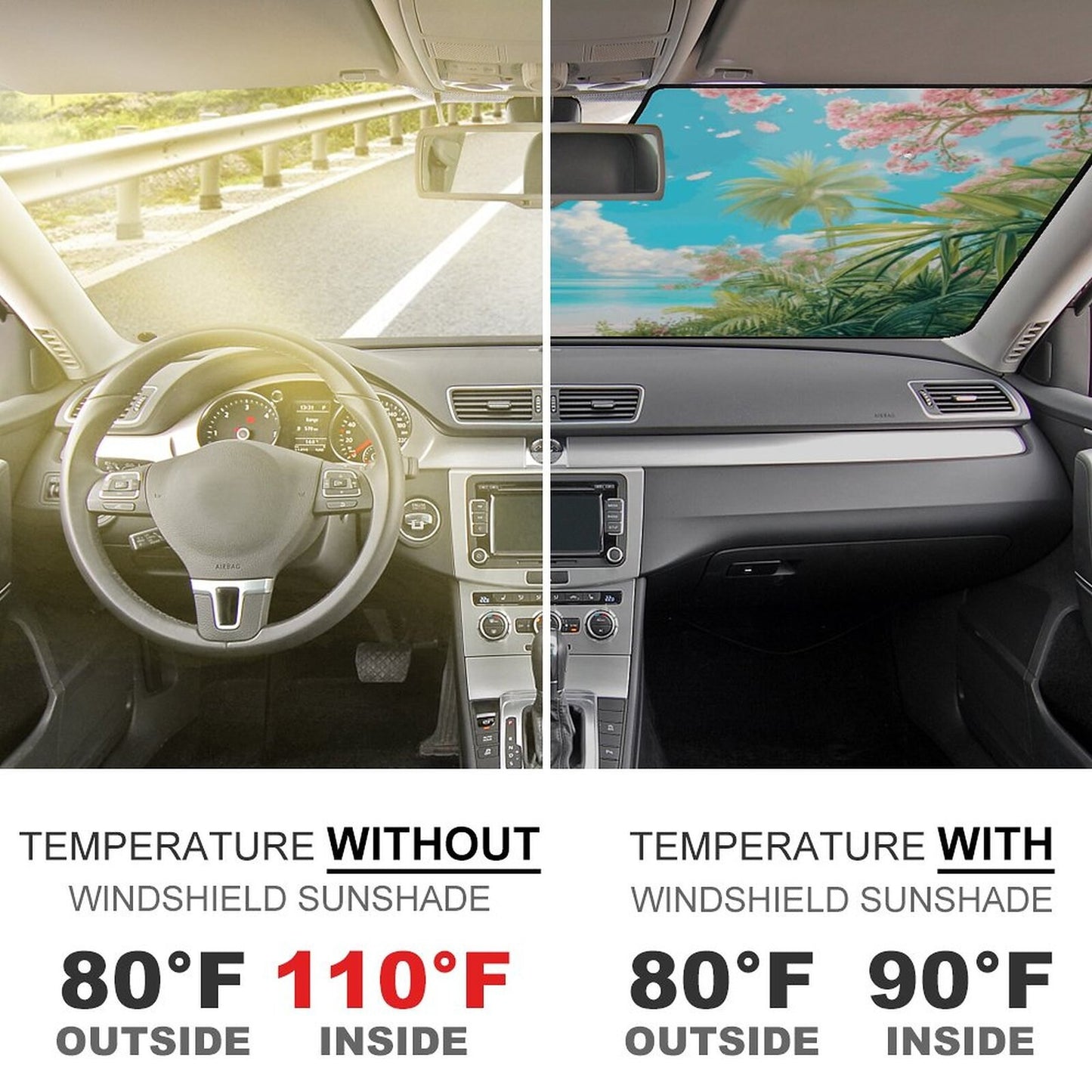Beach Auto Windshield Sunshade for Vehicle, Unique Cooling Gift Idea