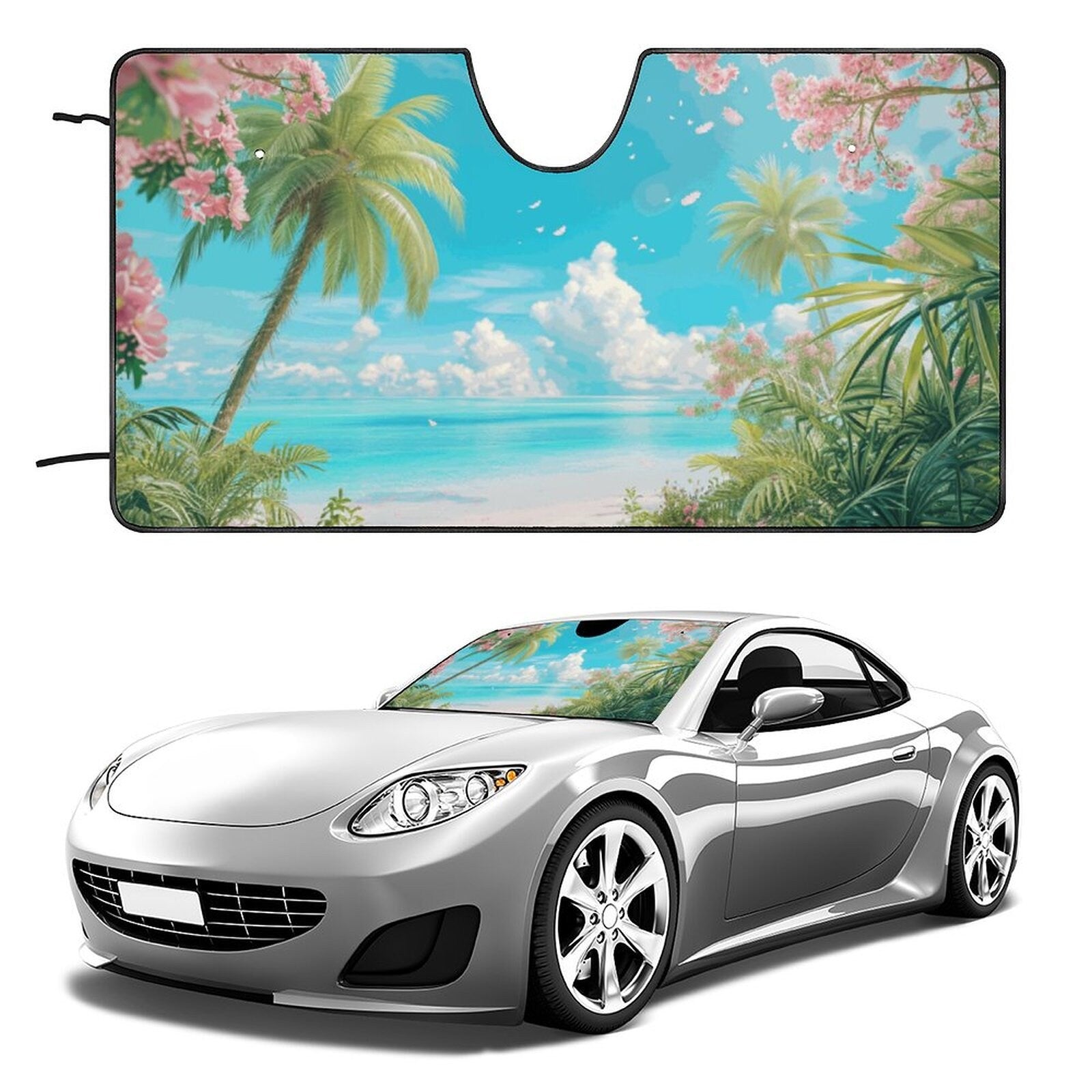 Beach Auto Windshield Sunshade for Vehicle, Unique Cooling Gift Idea