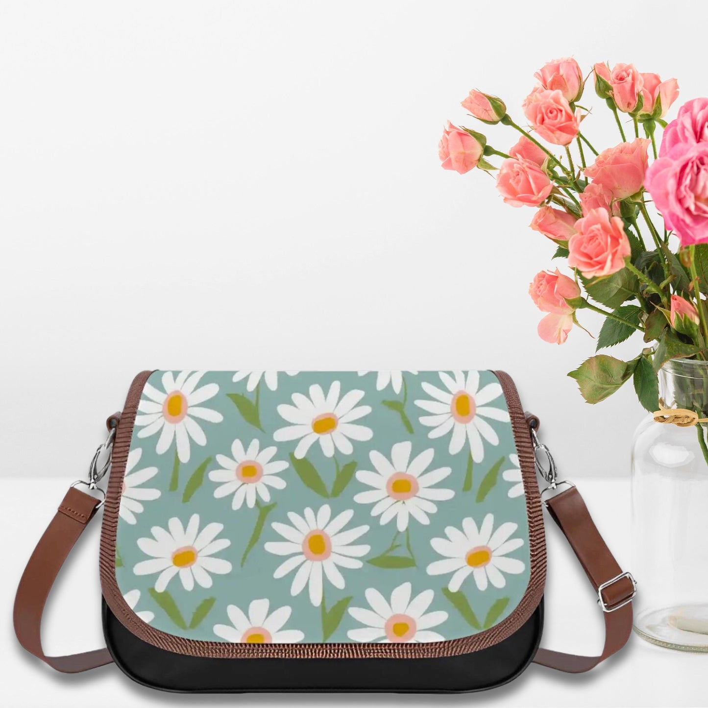 Daisy Shoulder Bag, Floral shoulder bag, Daisy print bag, Cute daisy bag, Gift Giving Idea, Useful Gift Idea, crossbody bag
