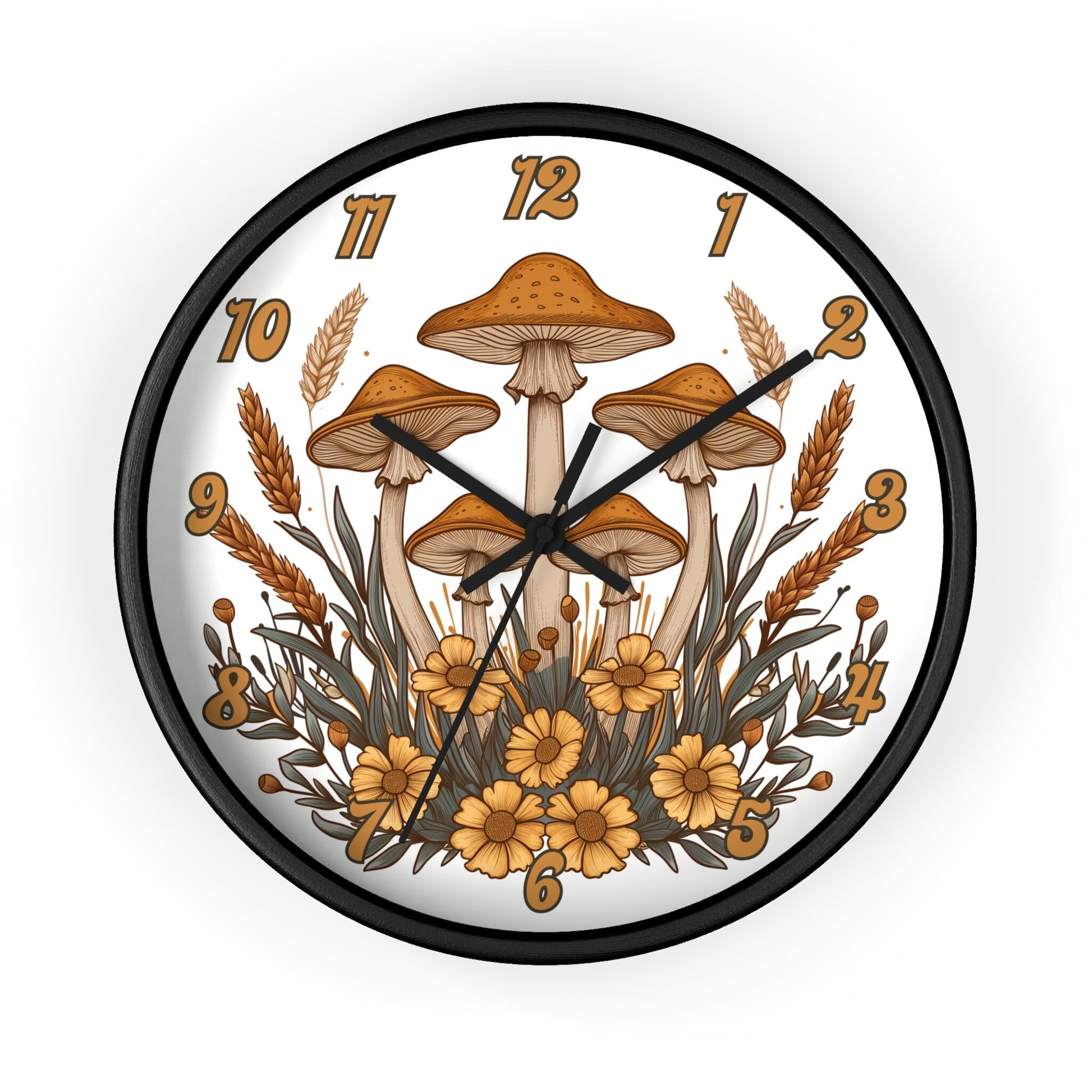 Unique Round Mushroom Flower Wall Clock with Numbers - Cute Gift Idea