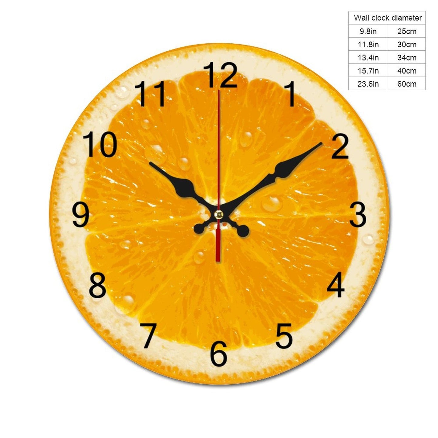 Cute Round Orange Wall Clock - Inspirational Fruit Design for Aesthetic Home Decor and Housewarming Gift