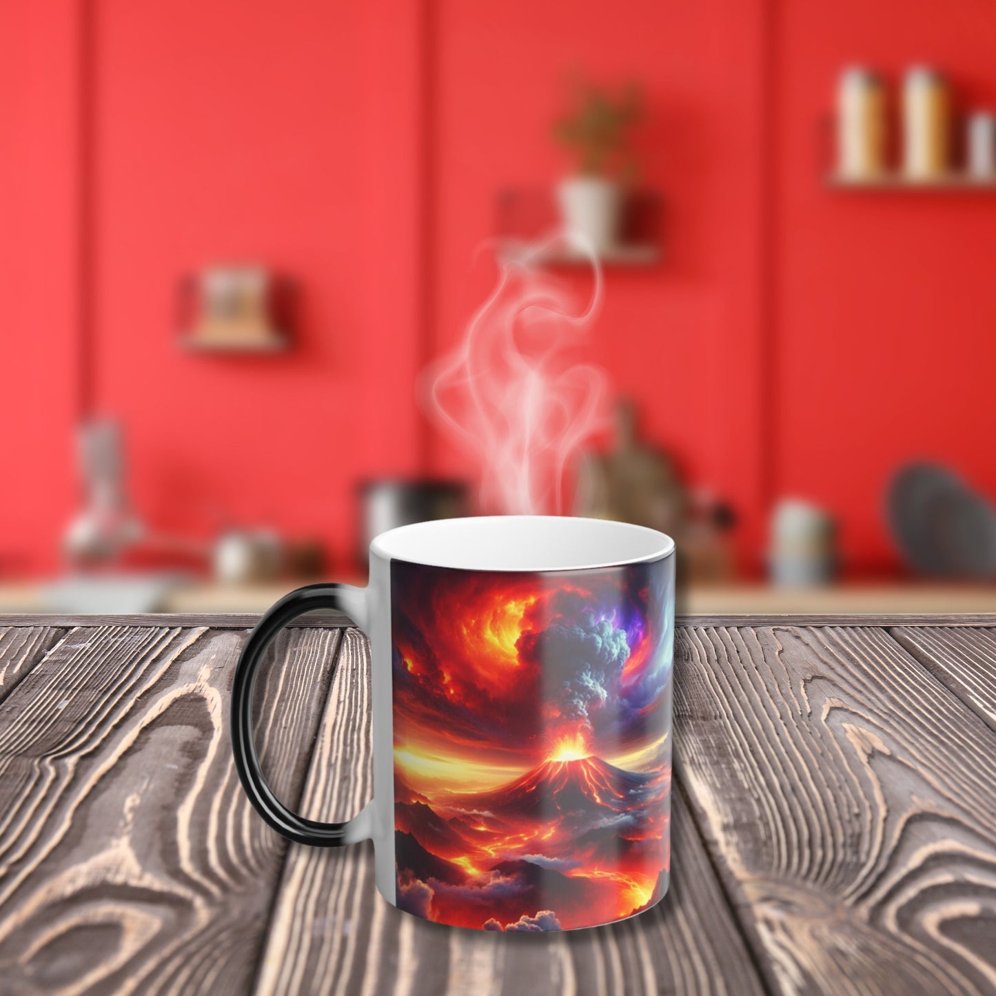 Erupting Volcano Color-Changing Mug: Unique Coffee Cup Gift for Tea, Cocoa & Hot Beverage Enthusiasts