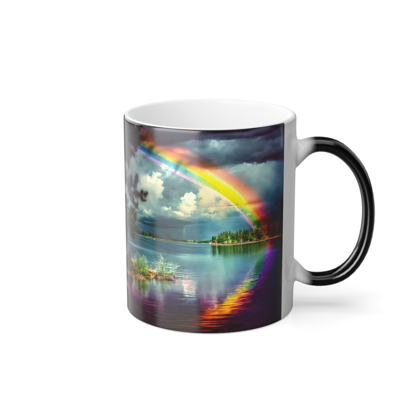 Color-Changing Rainbow Lake Mug: Heat Reactive Ceramic Coffee Cup