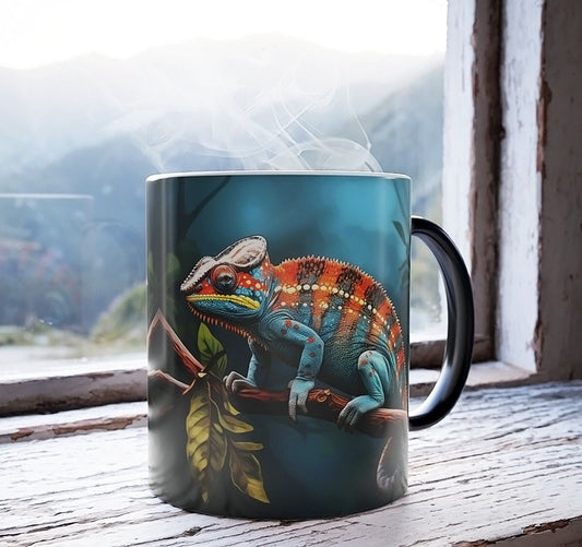 Color-Changing Chameleon Mug: Unique Heat-Sensitive Ceramic Cup for Coffee, Tea & Cocoa Enthusiasts