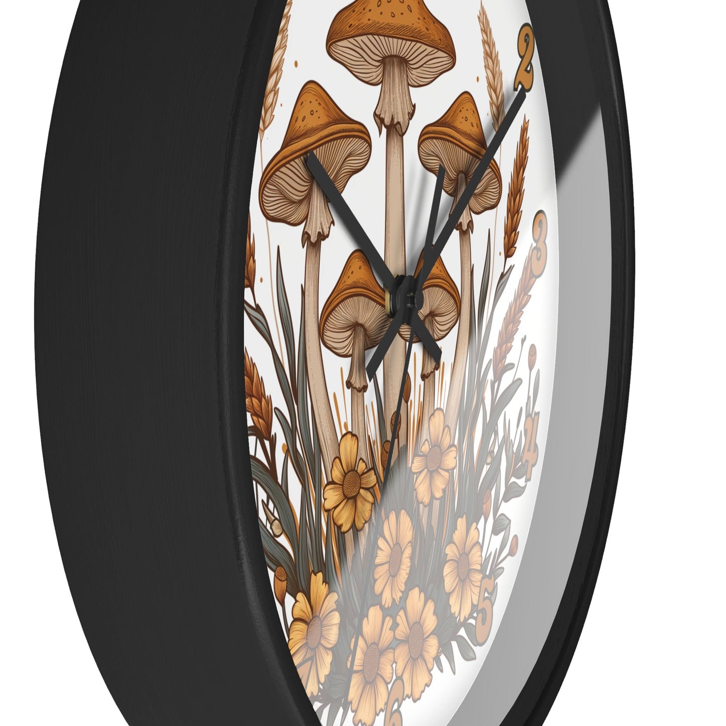 Unique Round Mushroom Flower Wall Clock with Numbers - Cute Gift Idea