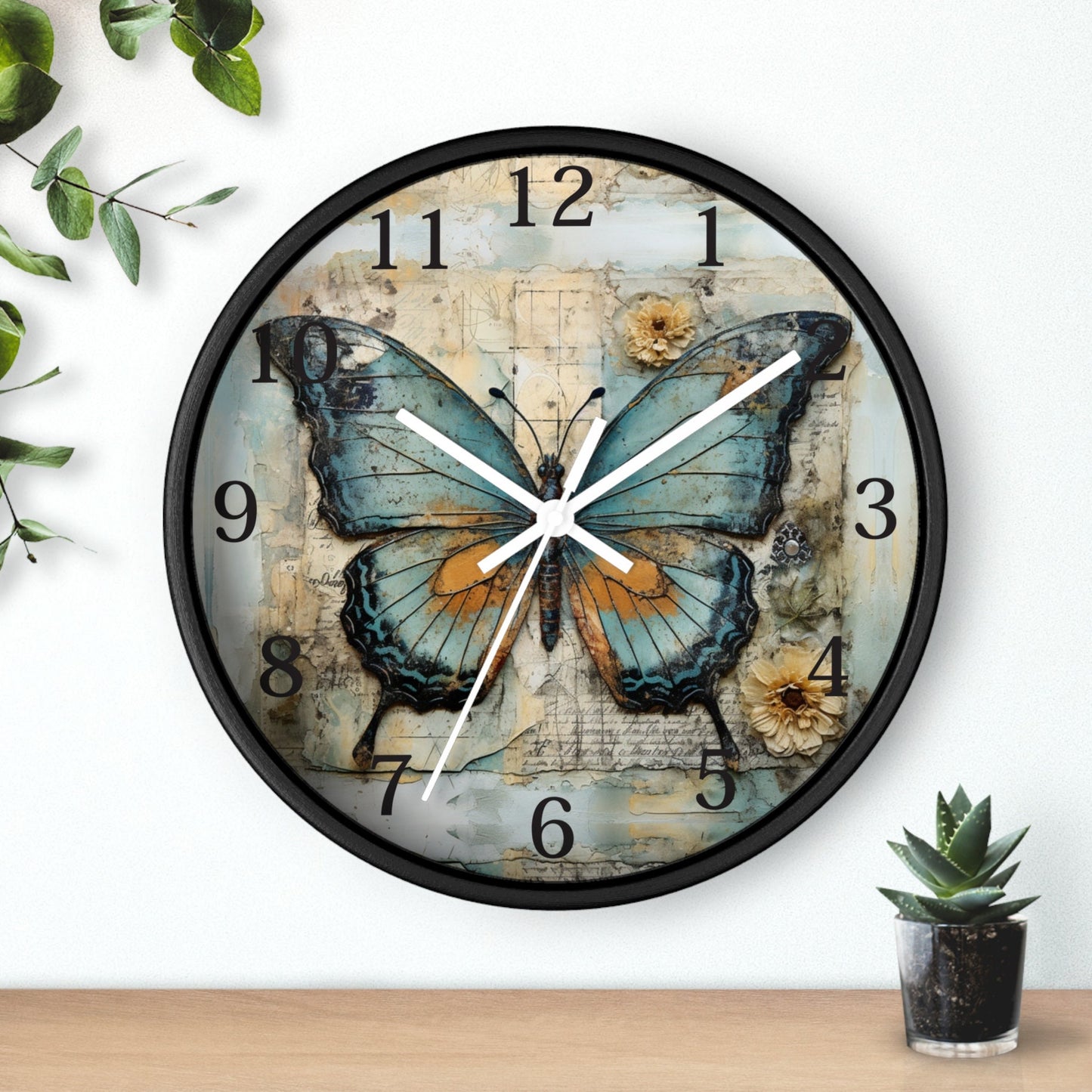 Bohemian Butterfly Wall Clock: Silent Timepiece for Home Decor, Artistic Gift for Nature Lovers
