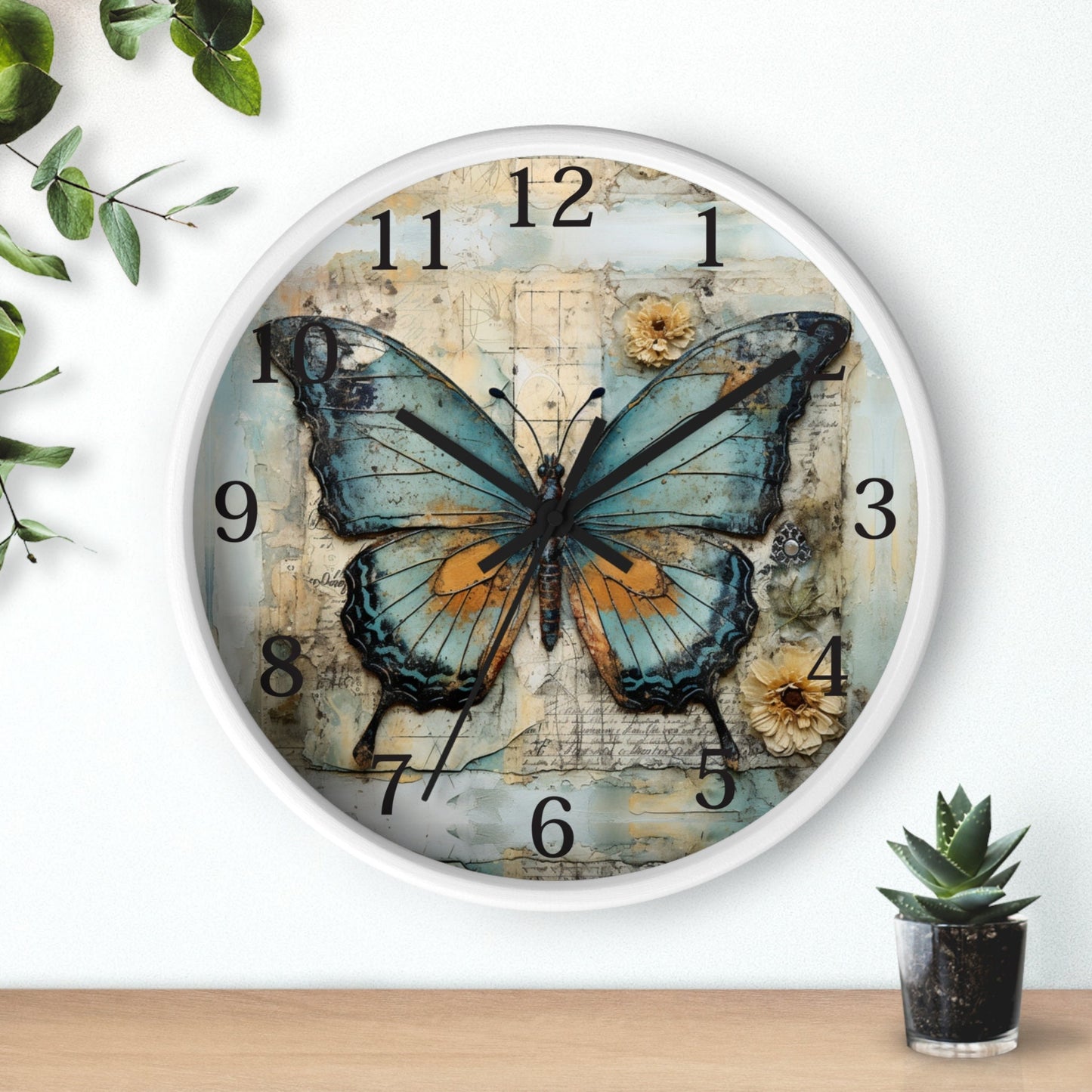 Bohemian Butterfly Wall Clock: Silent Timepiece for Home Decor, Artistic Gift for Nature Lovers