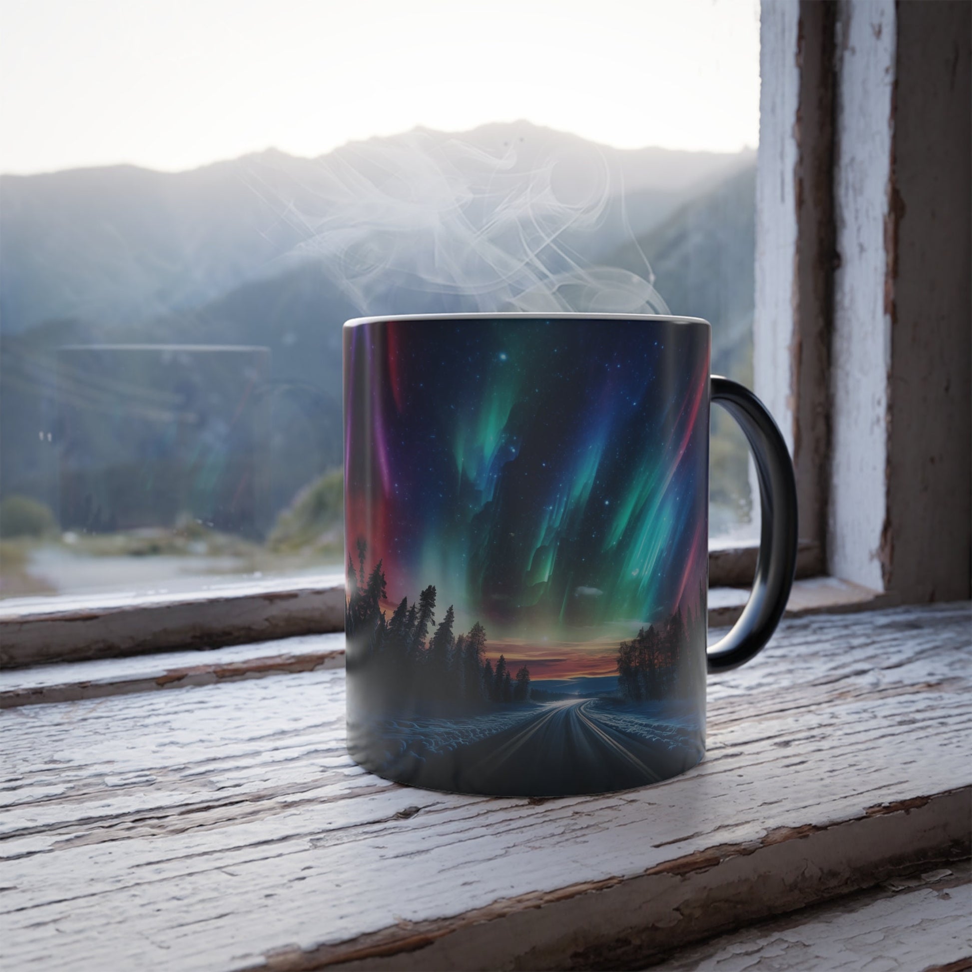 Color Changing Northern Lights Coffee Mug, Aurora Borealis Ceramic Cup, Cool Host Gift