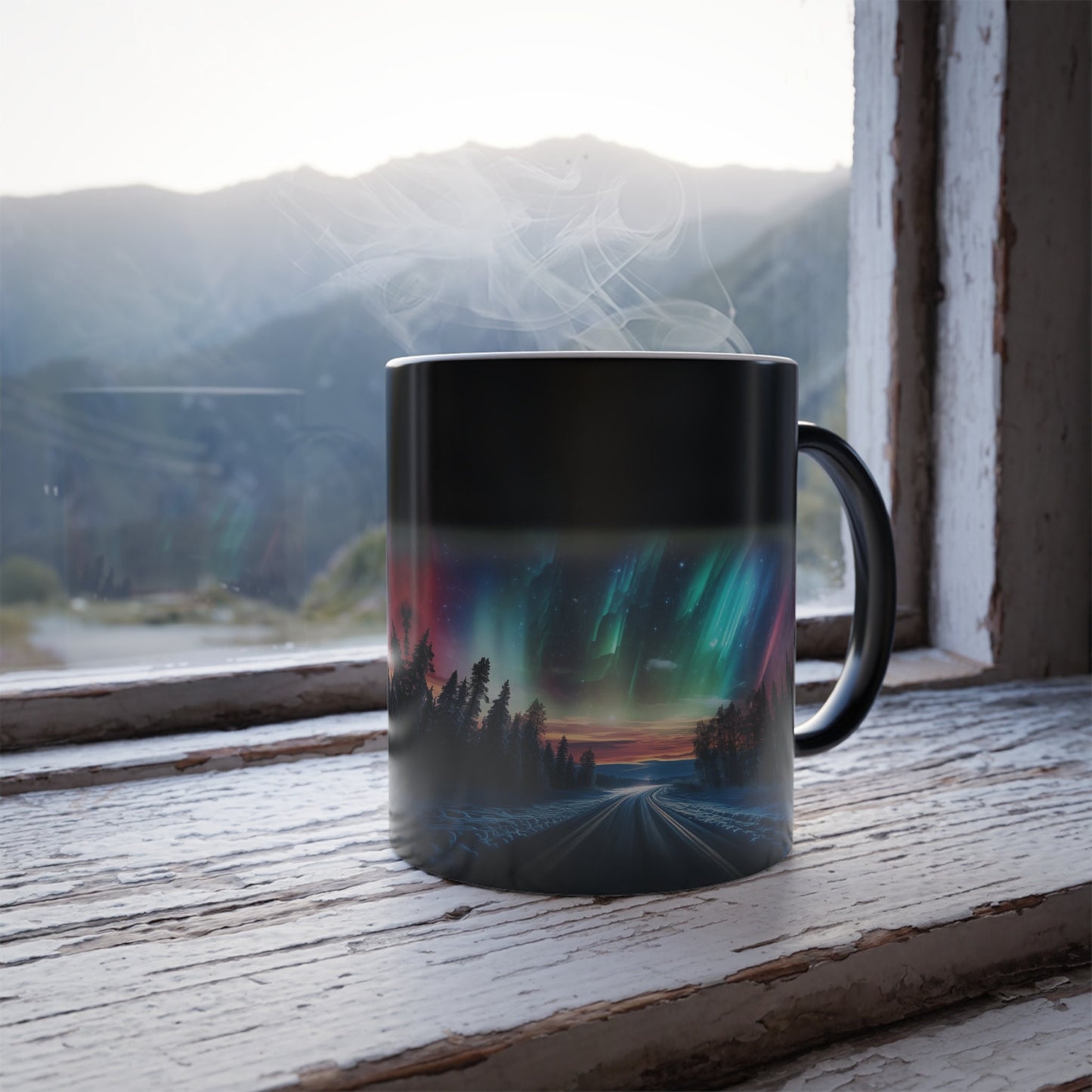 Color Changing Northern Lights Coffee Mug, Aurora Borealis Ceramic Cup, Cool Host Gift