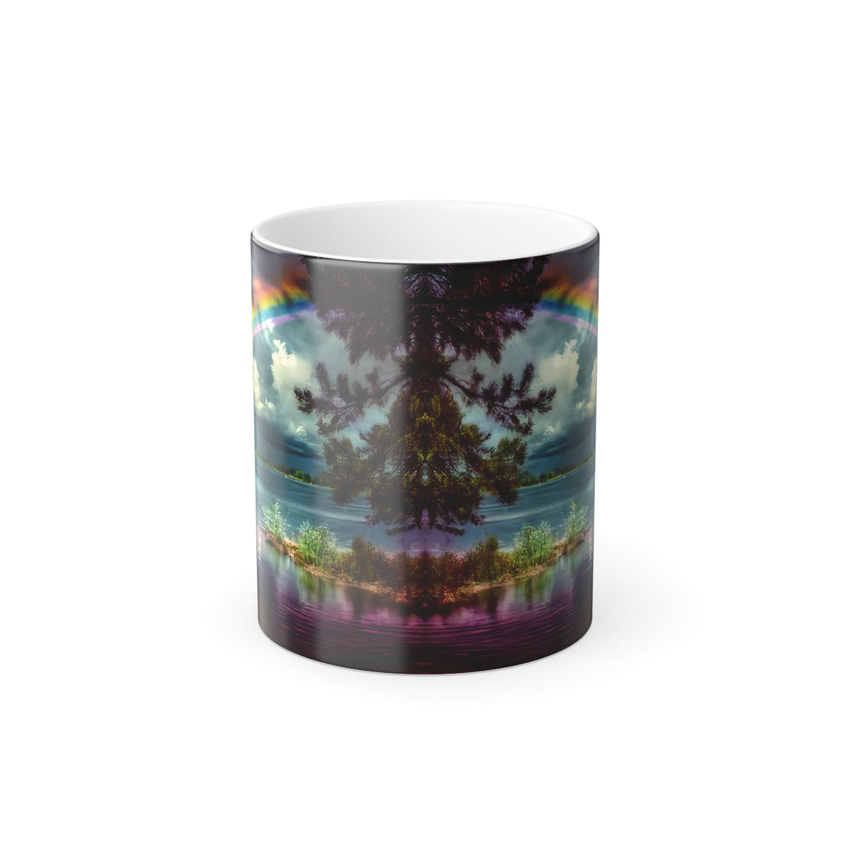 Color-Changing Rainbow Lake Mug: Heat Reactive Ceramic Coffee Cup