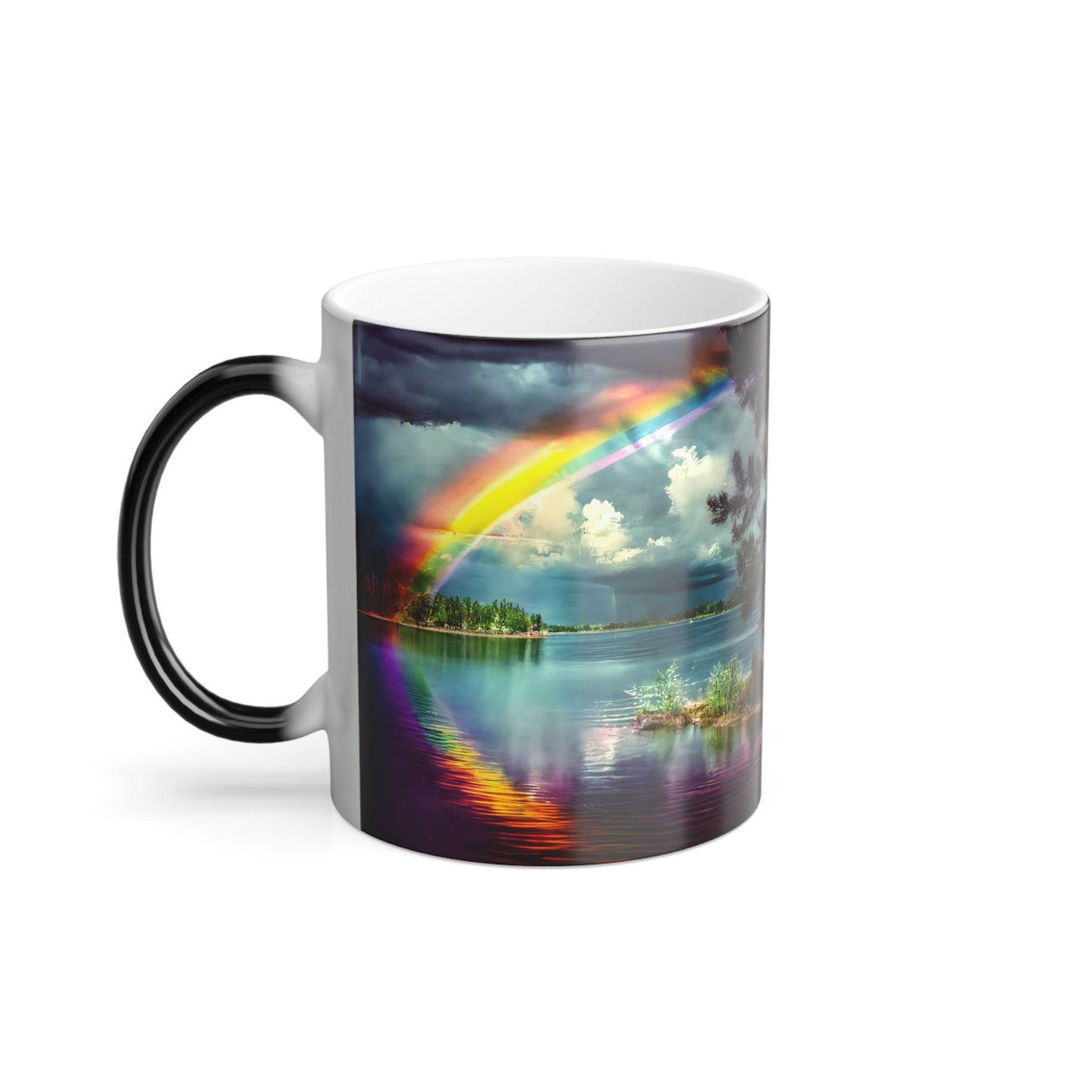 Color-Changing Rainbow Lake Mug: Heat Reactive Ceramic Coffee Cup