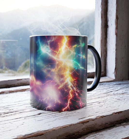 Mesmerizing Heat-Reactive Lightning Mug: Color-Changing Ceramic Coffee Cup for Unique Gifting (11oz)