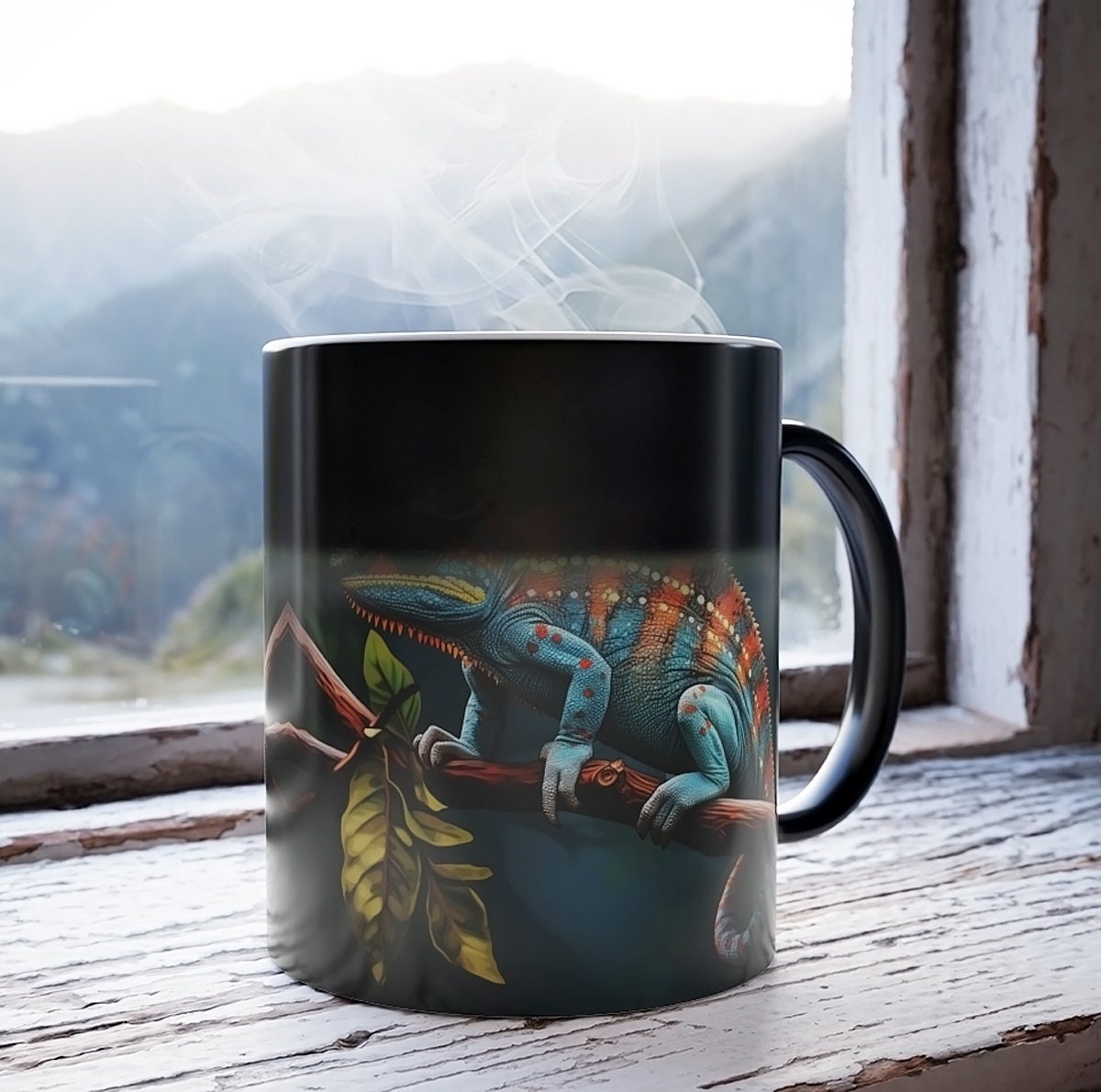 Color-Changing Chameleon Mug: Unique Heat-Sensitive Ceramic Cup for Coffee, Tea & Cocoa Enthusiasts