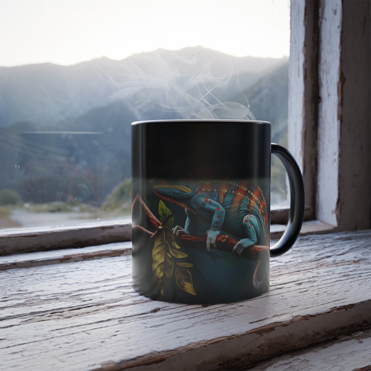Colorchanging Useful Mug, Heat-Reactive Ceramic 11oz Glossy Black Finish