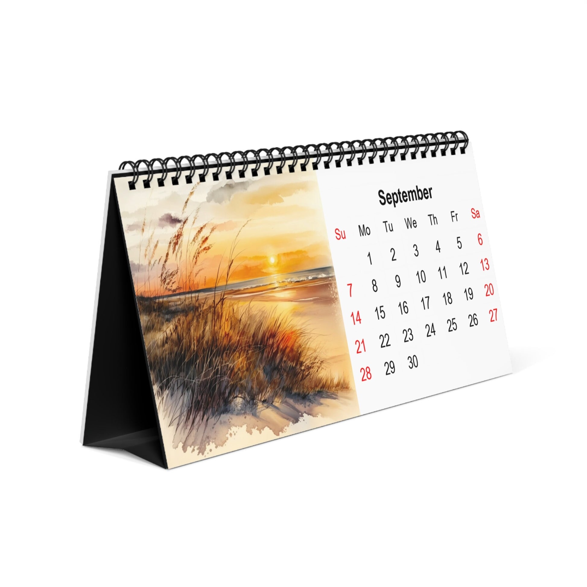 2025 Beach Scene Watercolor Desk Calendar - Unique Host Gift Idea