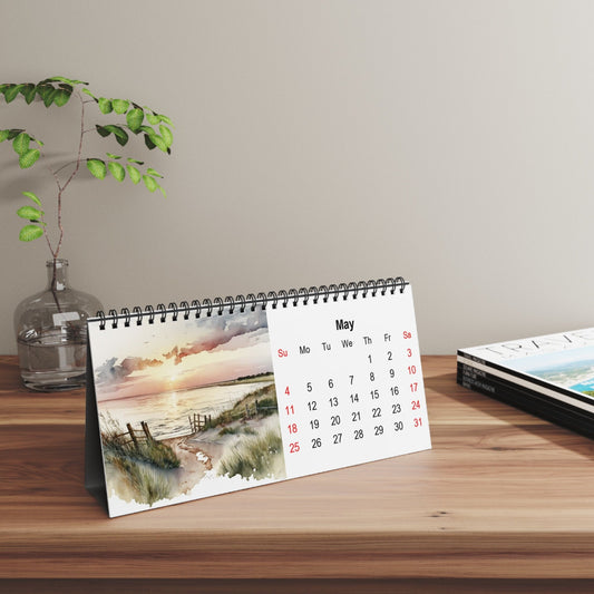 2025 Beach Scene Watercolor Desk Calendar - Unique Host Gift Idea