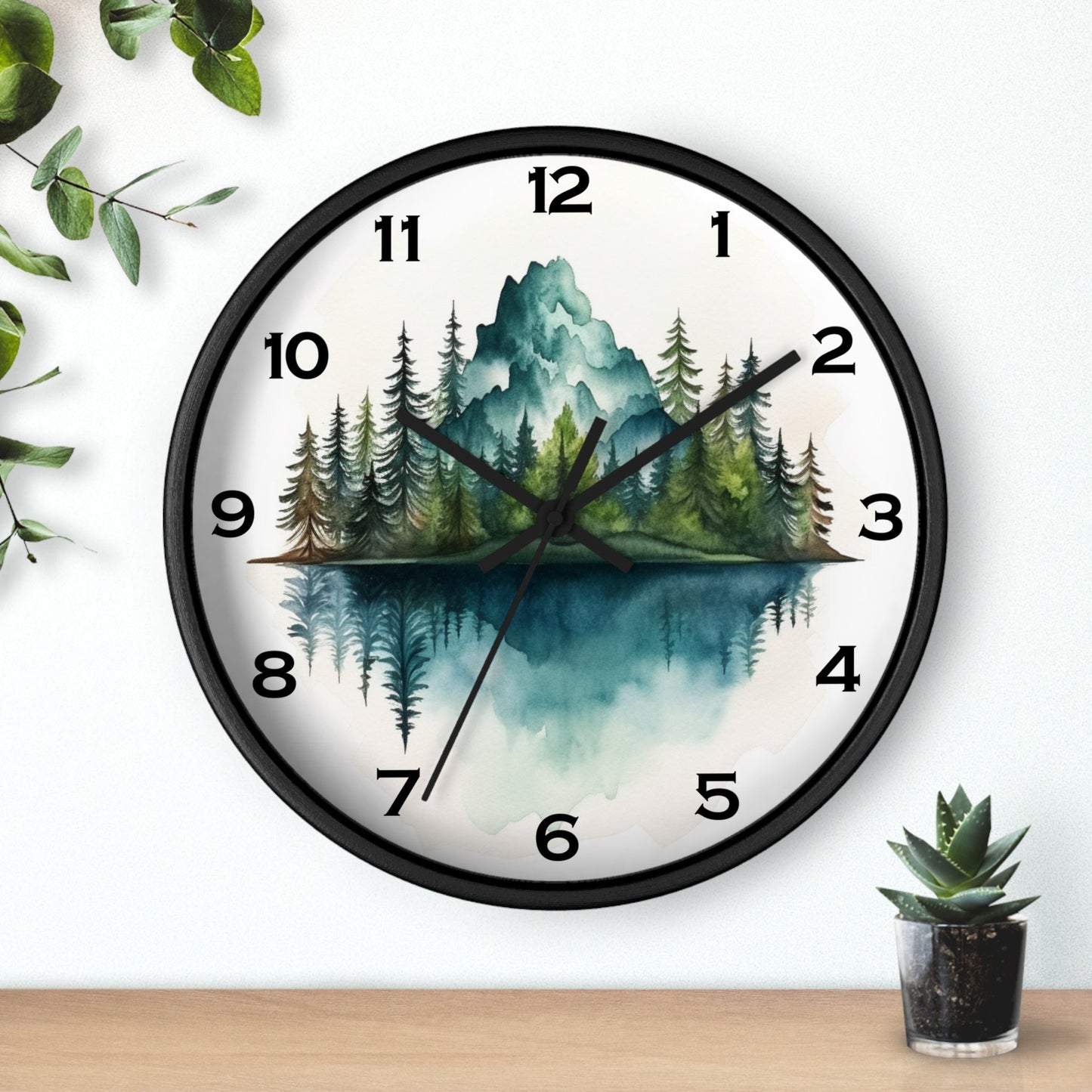 Rustic Pine Tree Mountain Wall Clock: Nature-Inspired Home Decor Gift for Outdoor Enthusiasts