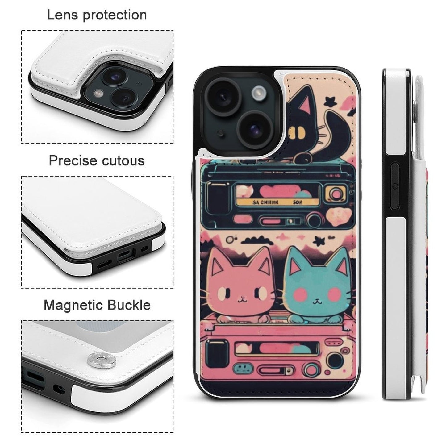 Vintage-Inspired iPhone 15 Wallet Case: Flip Cover Protection & Thoughtful Gift for Smartphone Lovers